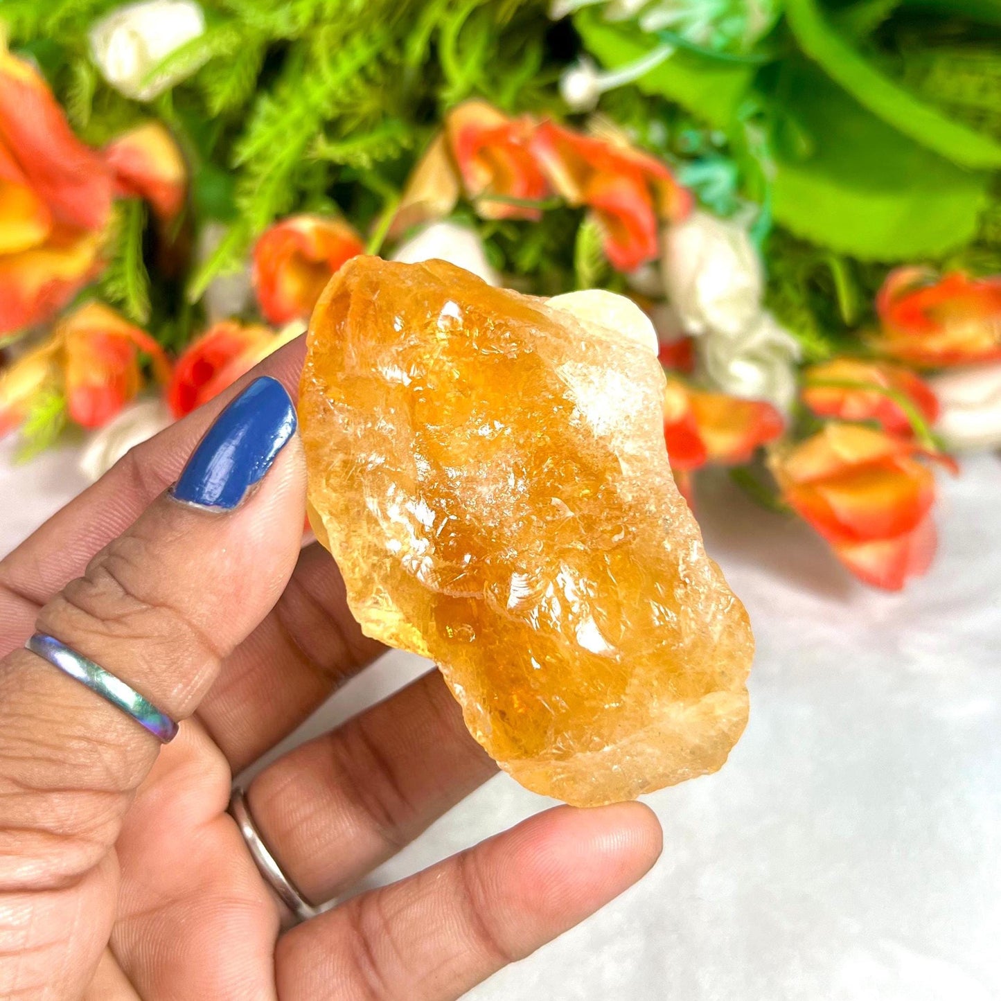 Premium Citrine Stone Natural Rough Stone with Beautiful Rainbow 94 Gram
