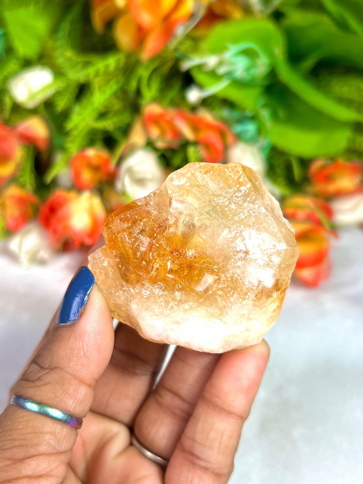 Premium Citrine Stone Natural Rough Stone with Beautiful Rainbow 74 Gram