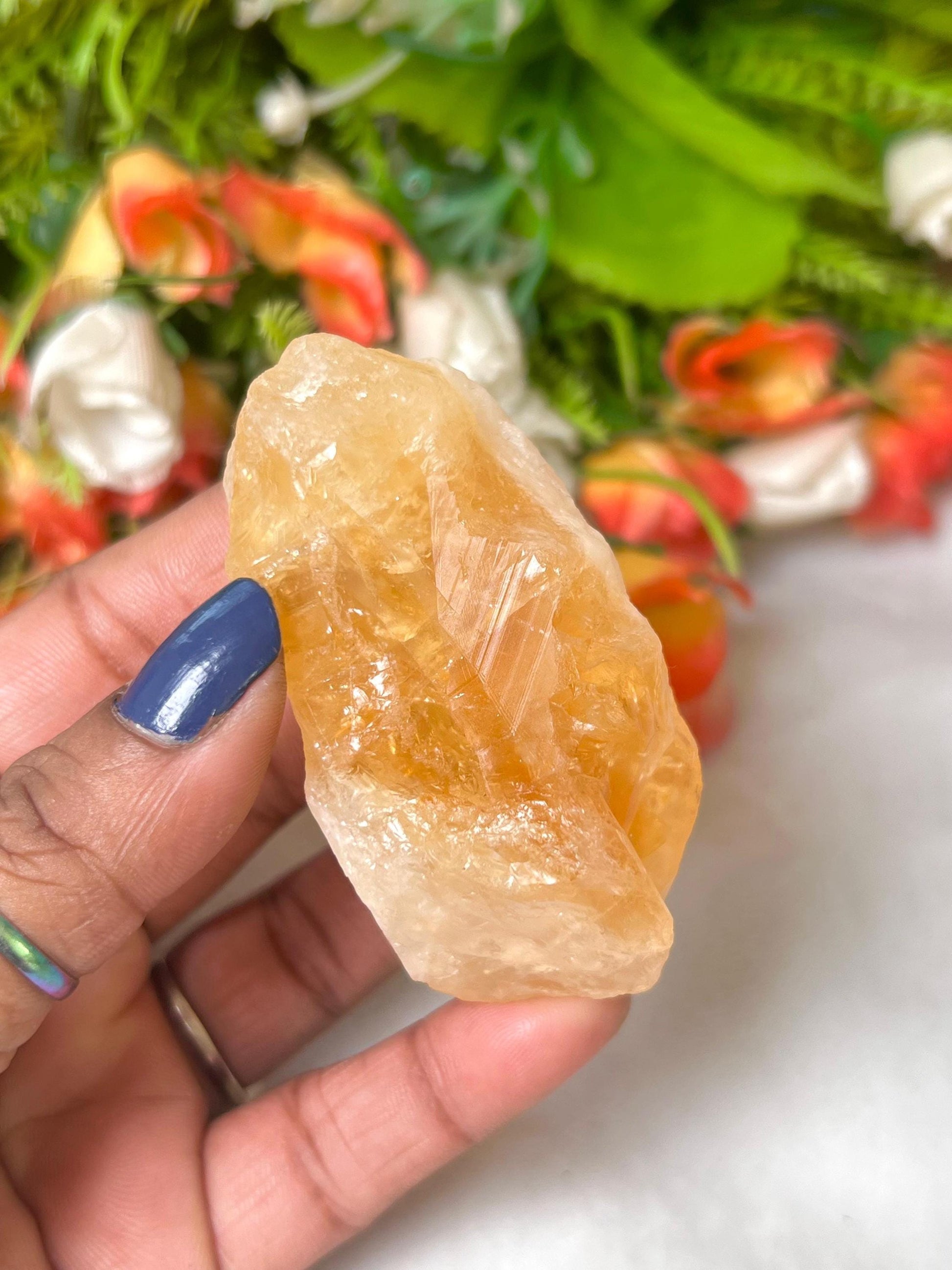 Premium Citrine Stone Natural Rough Stone with Beautiful Rainbow 98 Gram