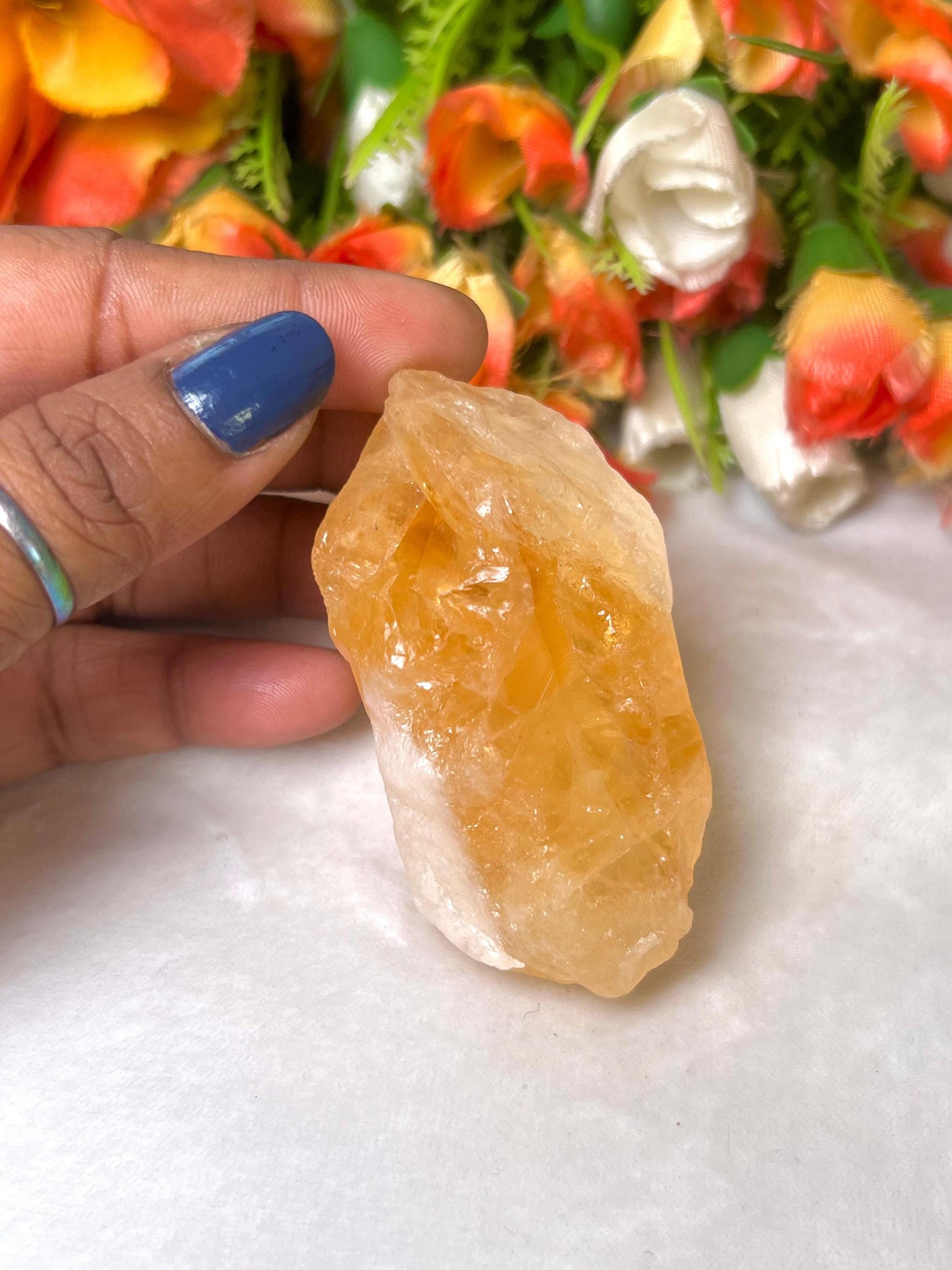 Premium Citrine Stone Natural Rough Stone with Beautiful Rainbow 98 Gram