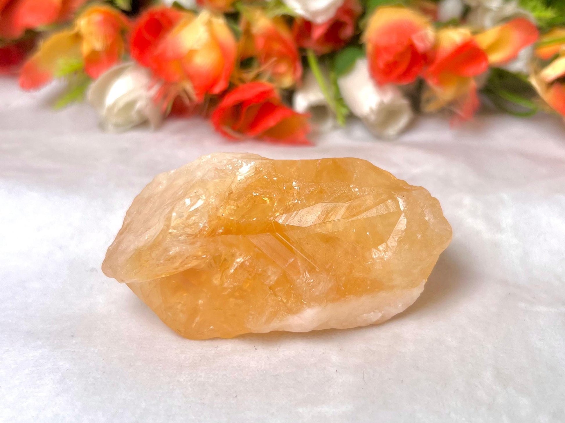 Premium Citrine Stone Natural Rough Stone with Beautiful Rainbow 98 Gram