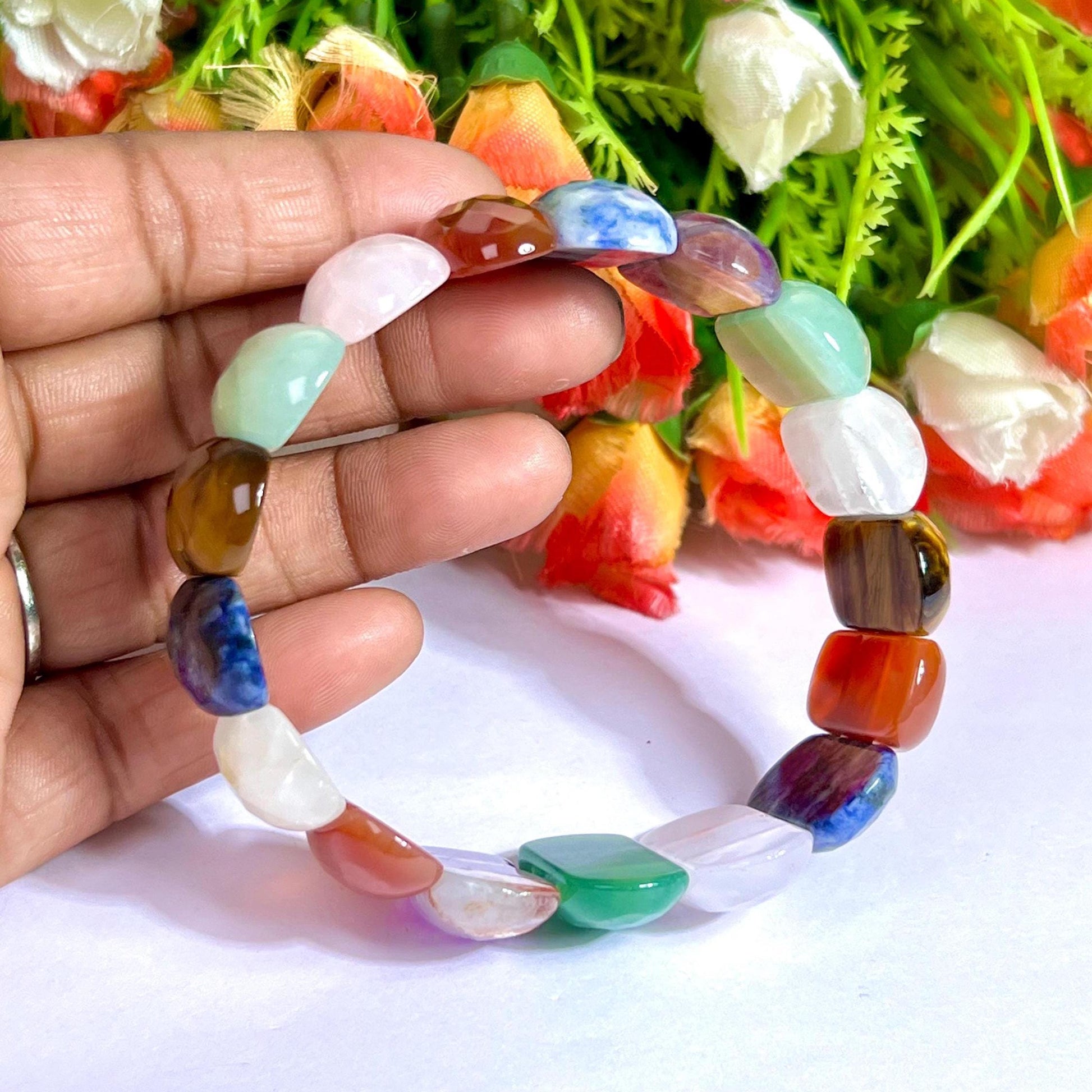 25 MM All Chakra Stone Bracelet l Stretchable Bracelet
