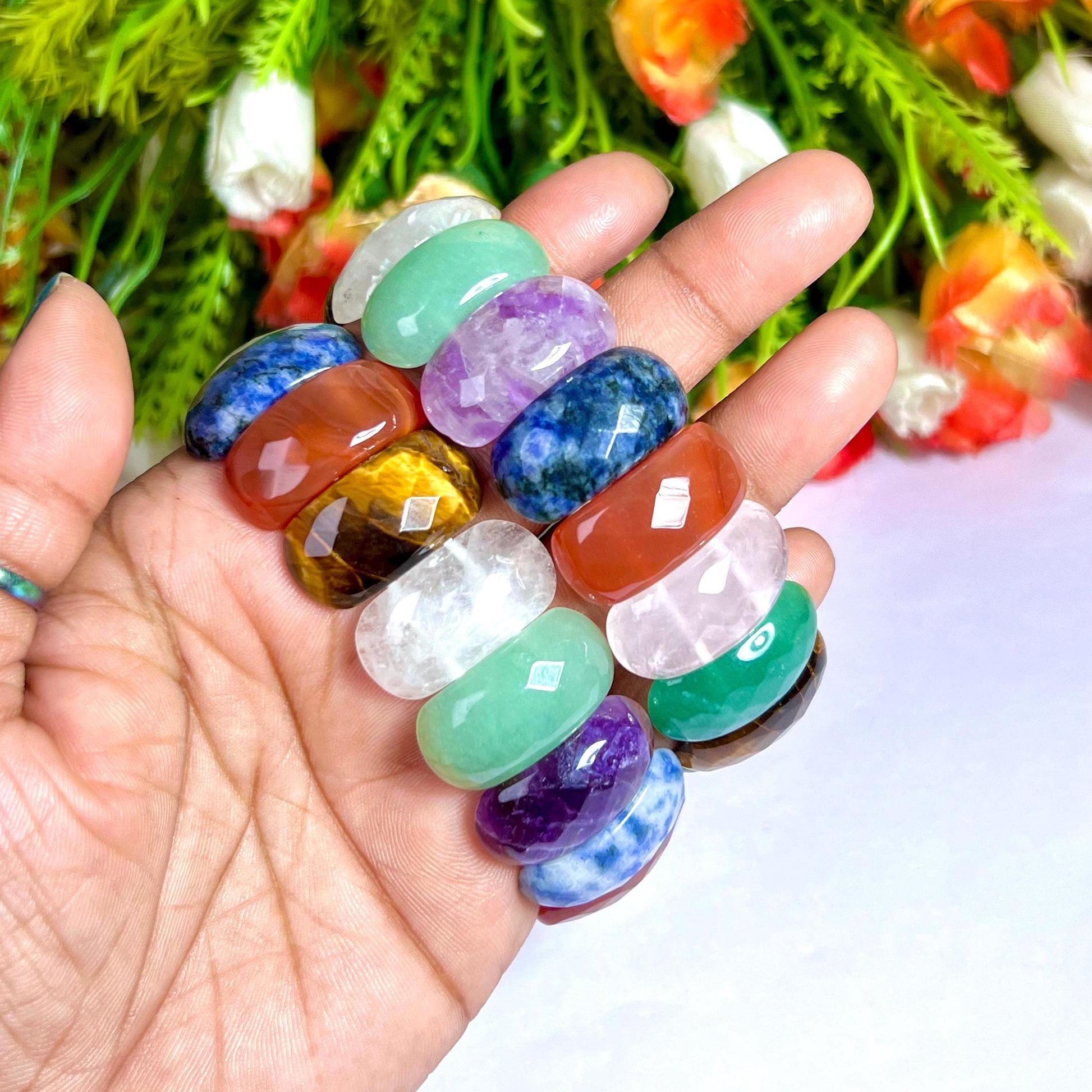 25 MM All Chakra Stone Bracelet l Stretchable Bracelet