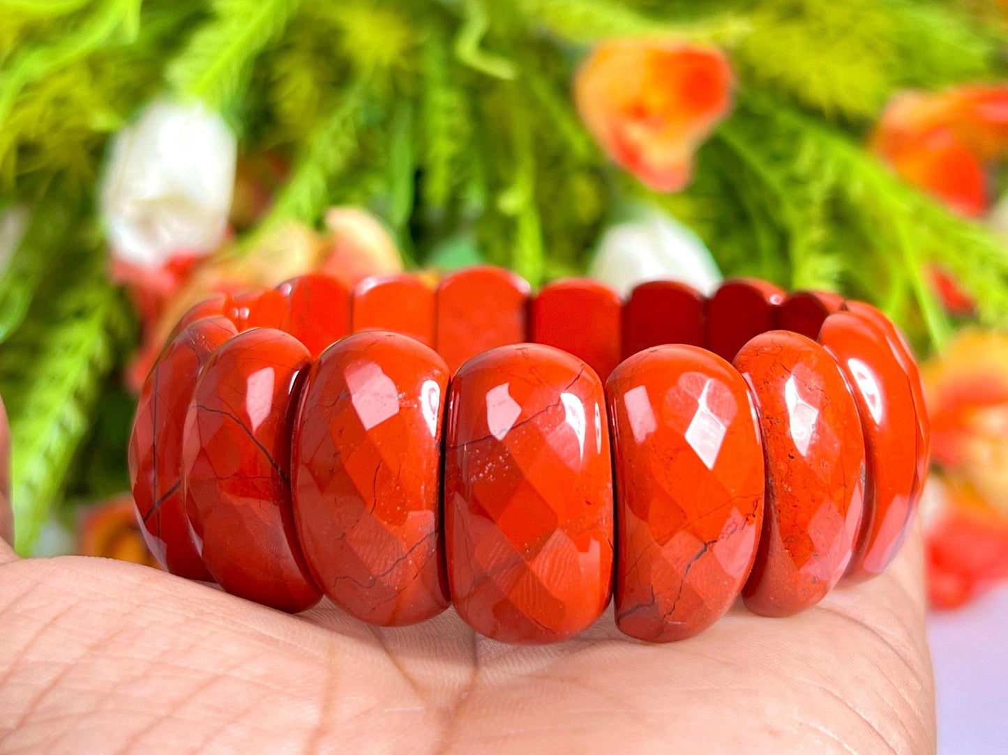 25 MM Red Jasper Stone Bracelet l Stretchable Bracelet High Grade