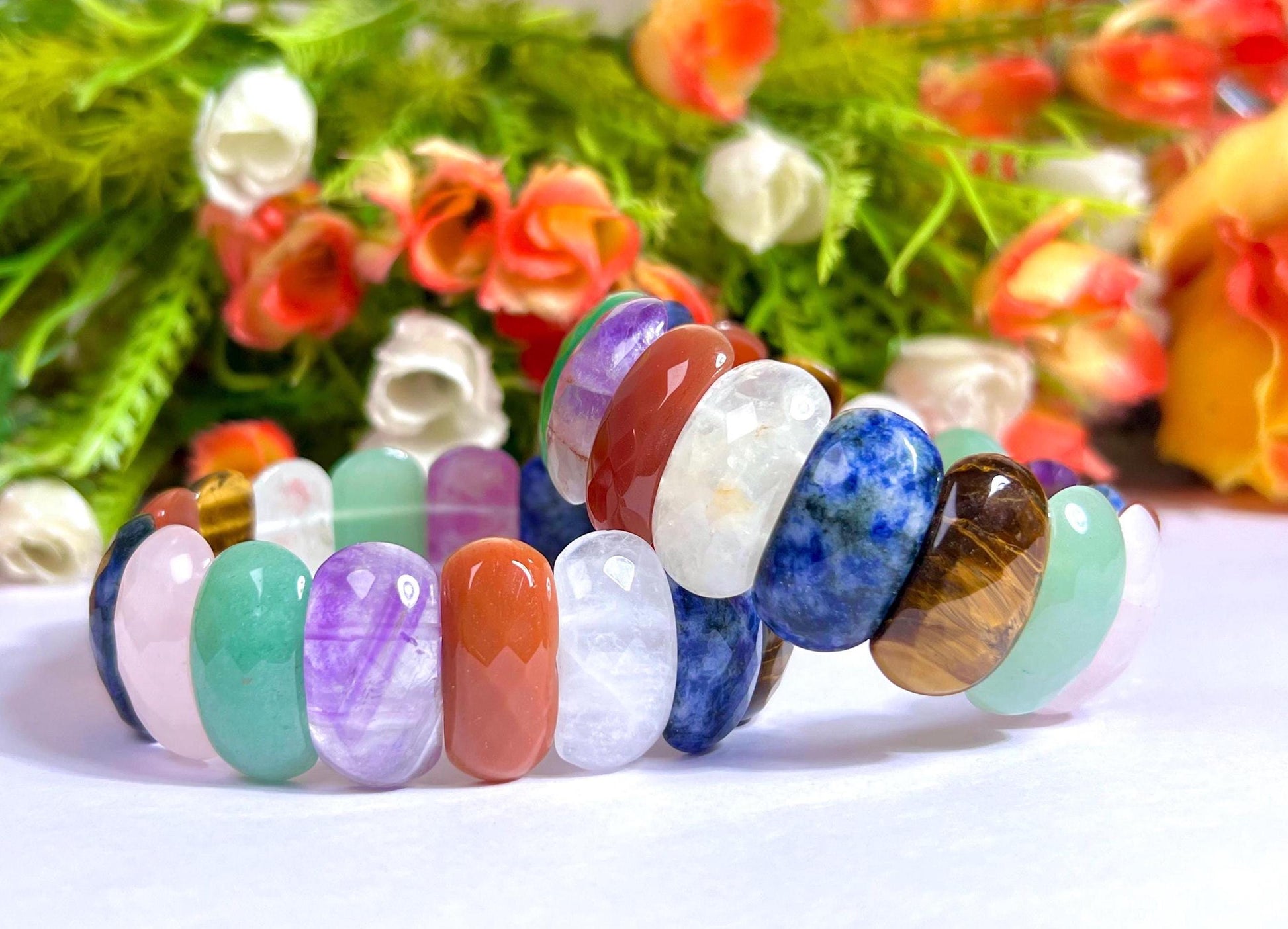 25 MM All Chakra Stone Bracelet l Stretchable Bracelet