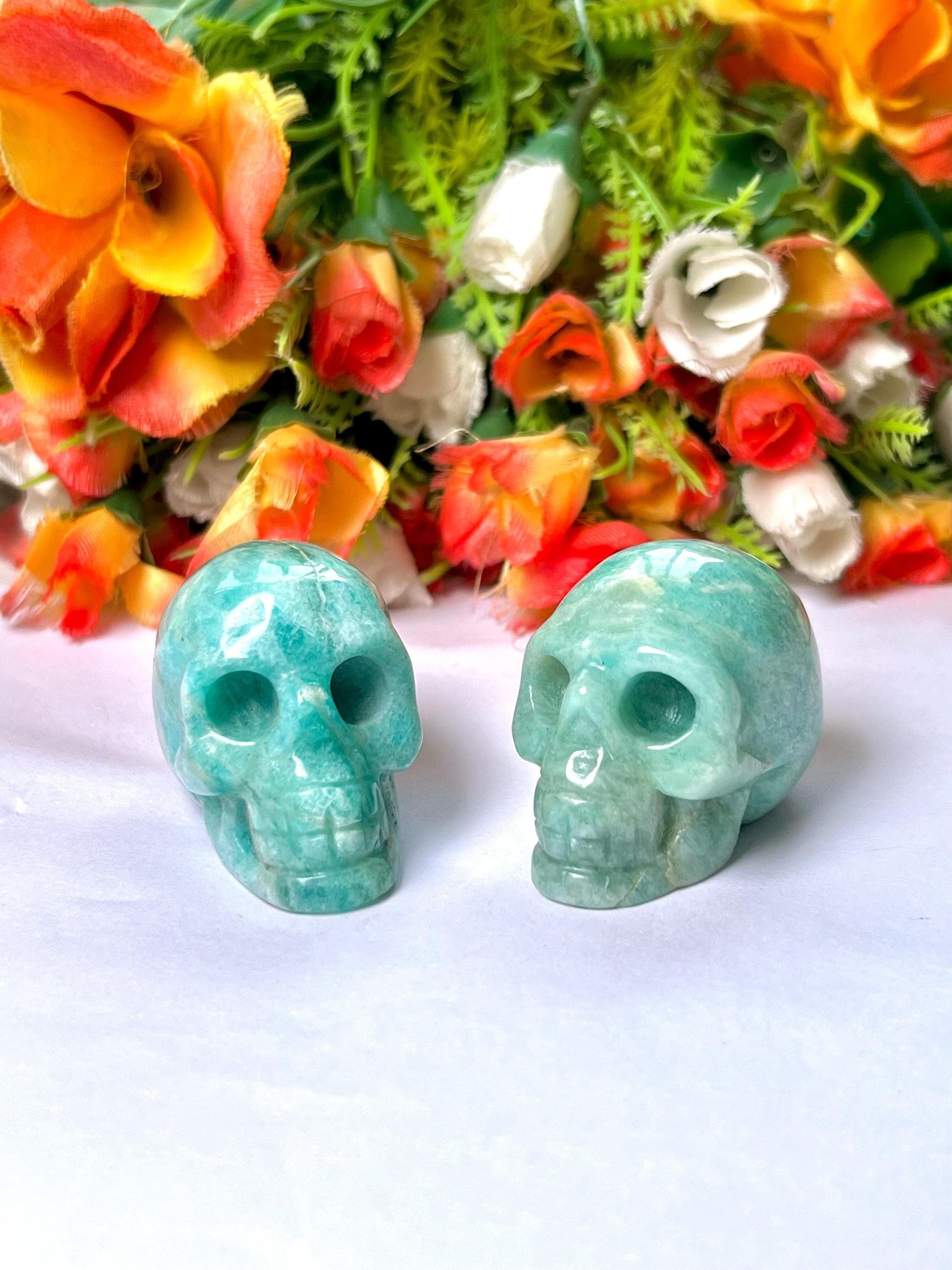 Amazonite Crystal Stone Skull 2 Inch Feng Shui Vastu , Home & Office Décor, Housewarming Gift