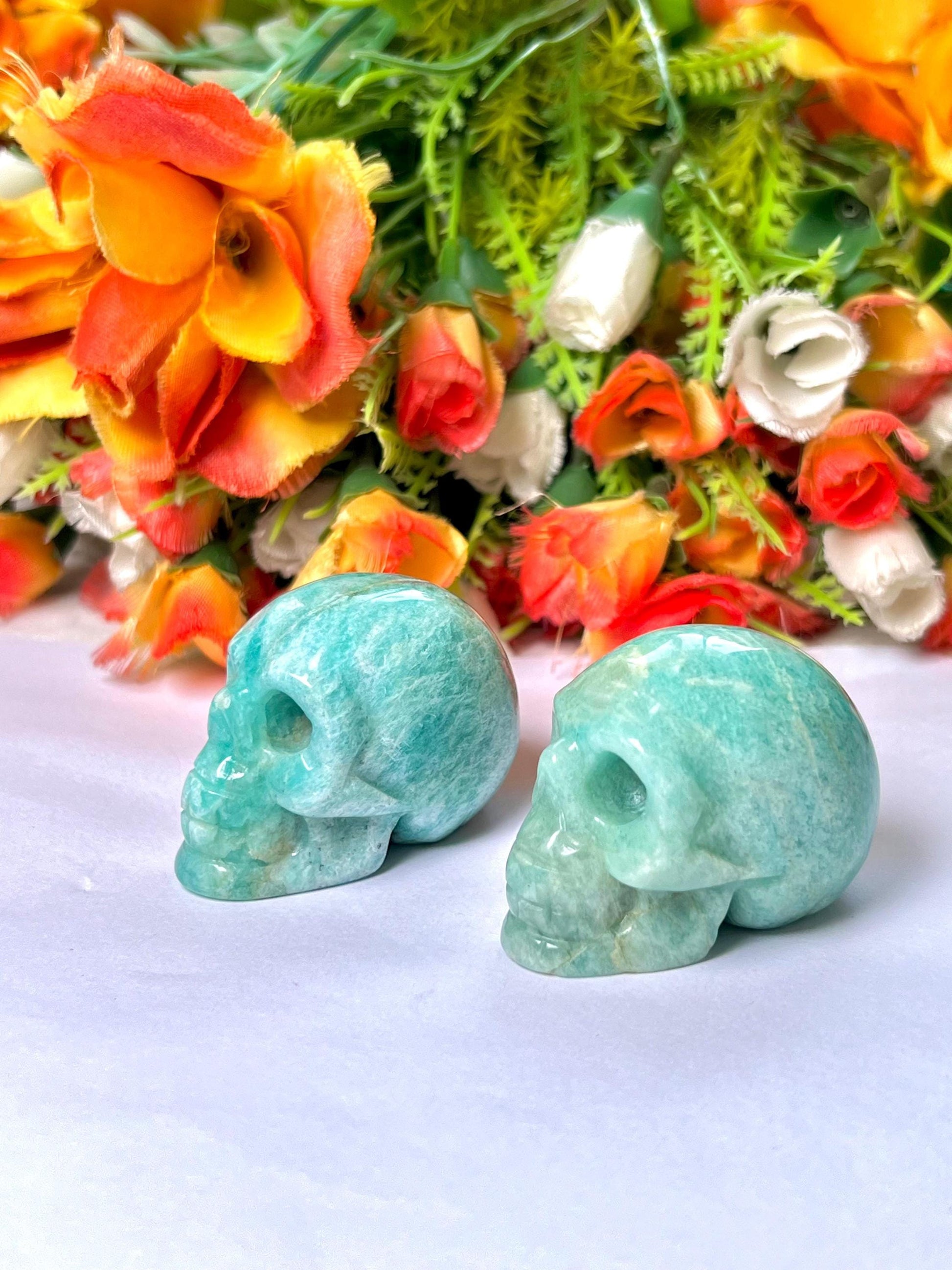 Amazonite Crystal Stone Skull 2 Inch Feng Shui Vastu , Home & Office Décor, Housewarming Gift