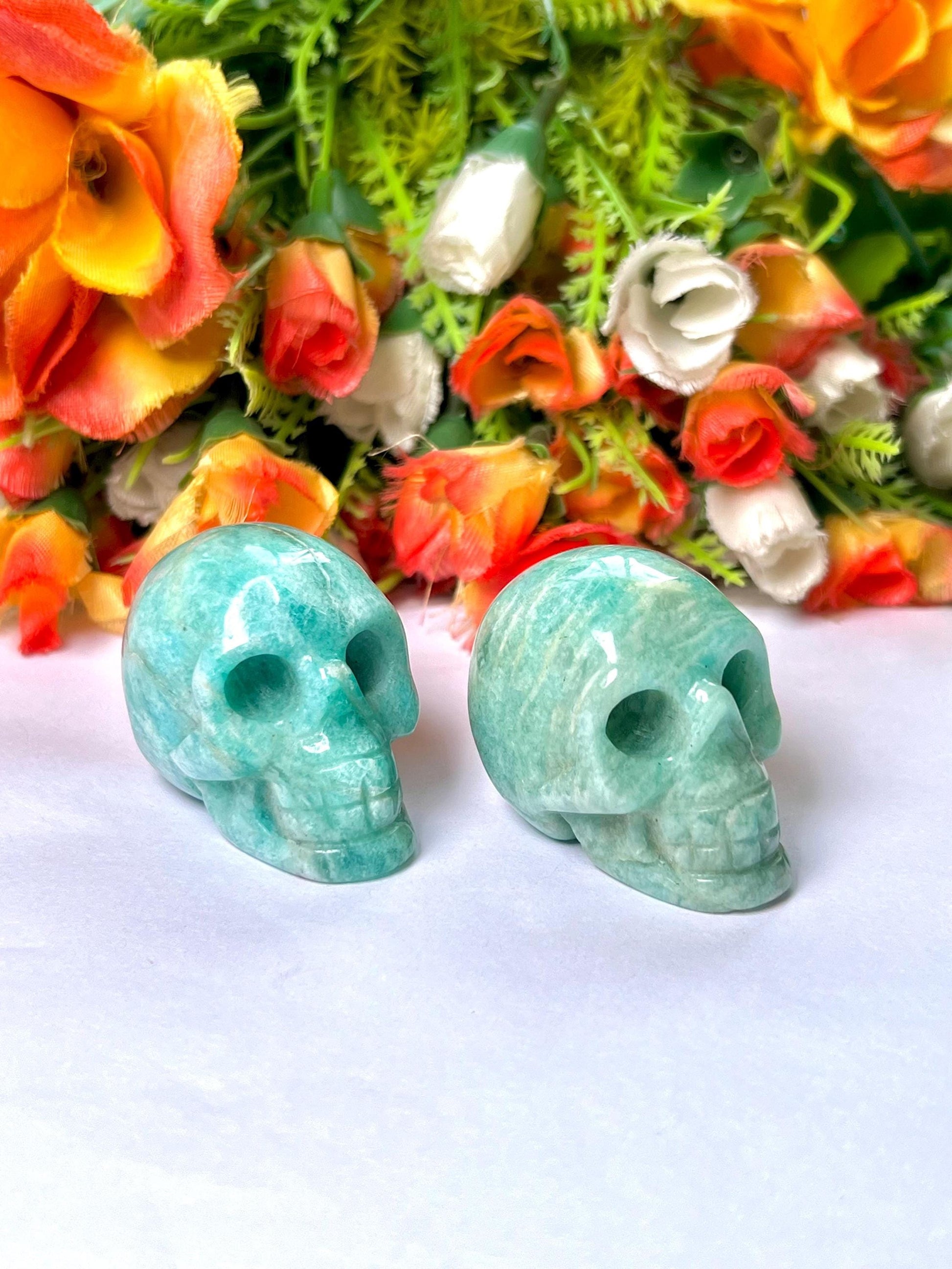 Amazonite Crystal Stone Skull 2 Inch Feng Shui Vastu , Home & Office Décor, Housewarming Gift