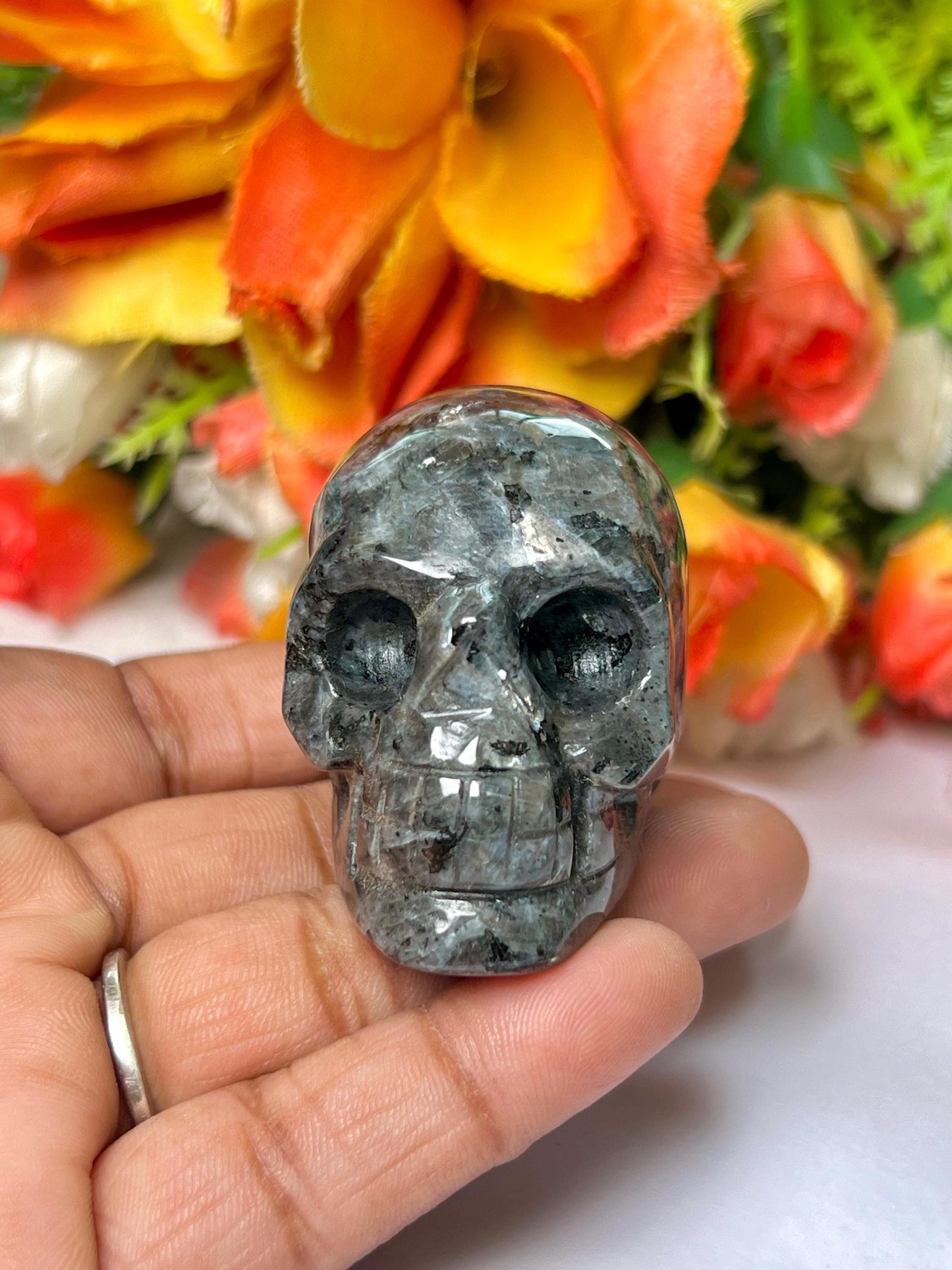 Larvikite Crystal Stone Skull 2 Inch Feng Shui Vastu , Home & Office Décor, Housewarming Gift