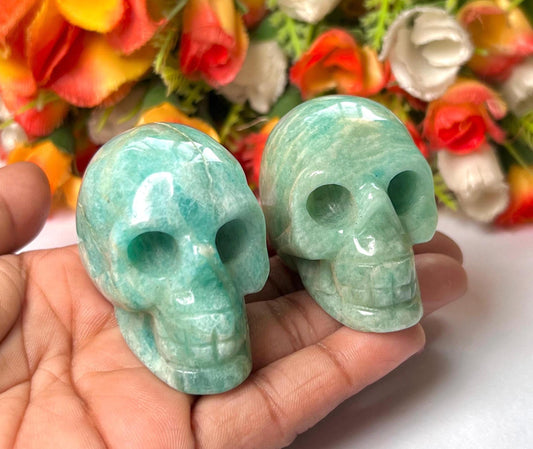 Amazonite Crystal Stone Skull 2 Inch Feng Shui Vastu , Home & Office Décor, Housewarming Gift