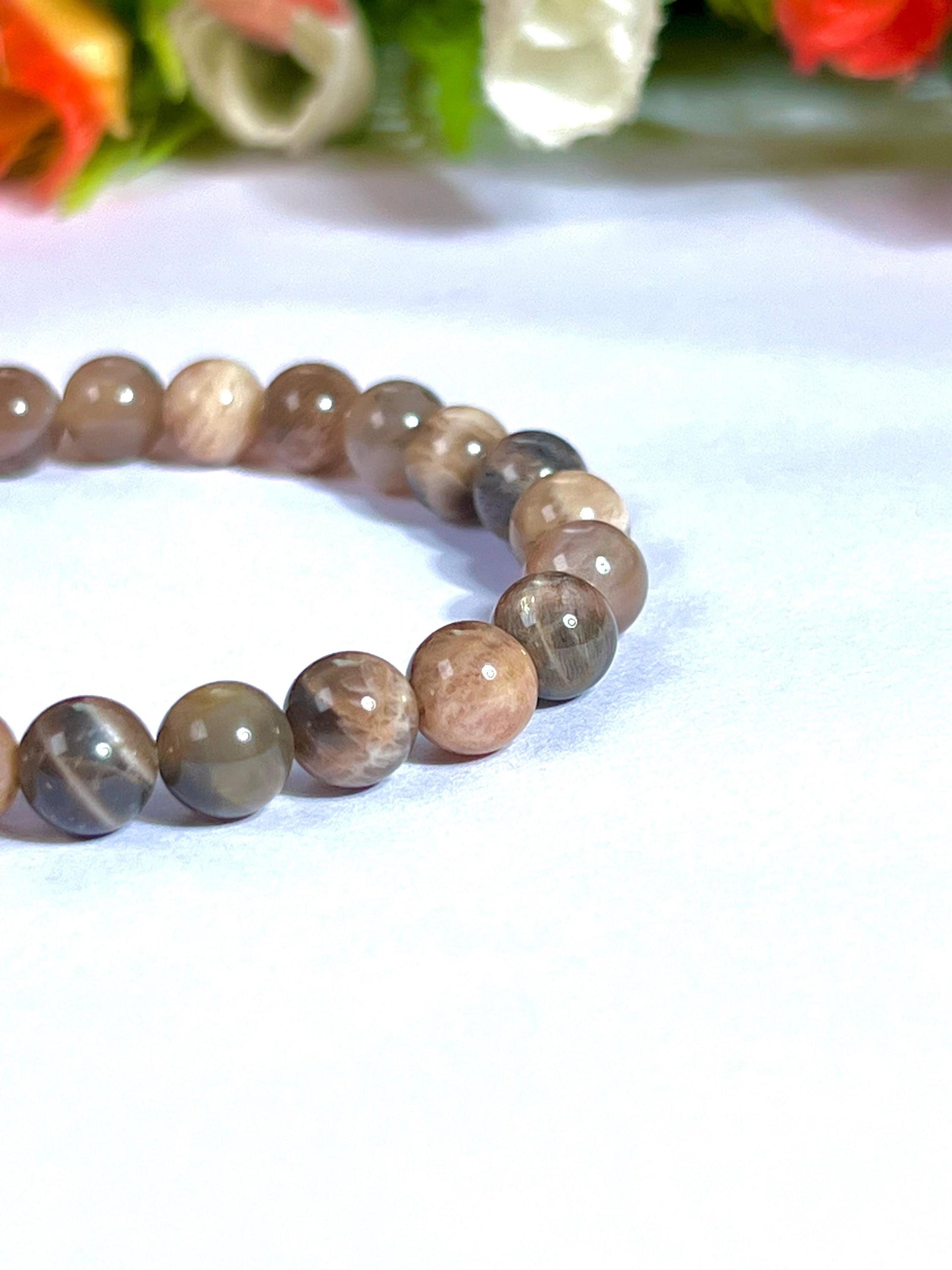 Black Moonstone Stone Bracelet l Stretchable Bracelet l Unisex Bracelet l 8 MM Bracelet AAA+++