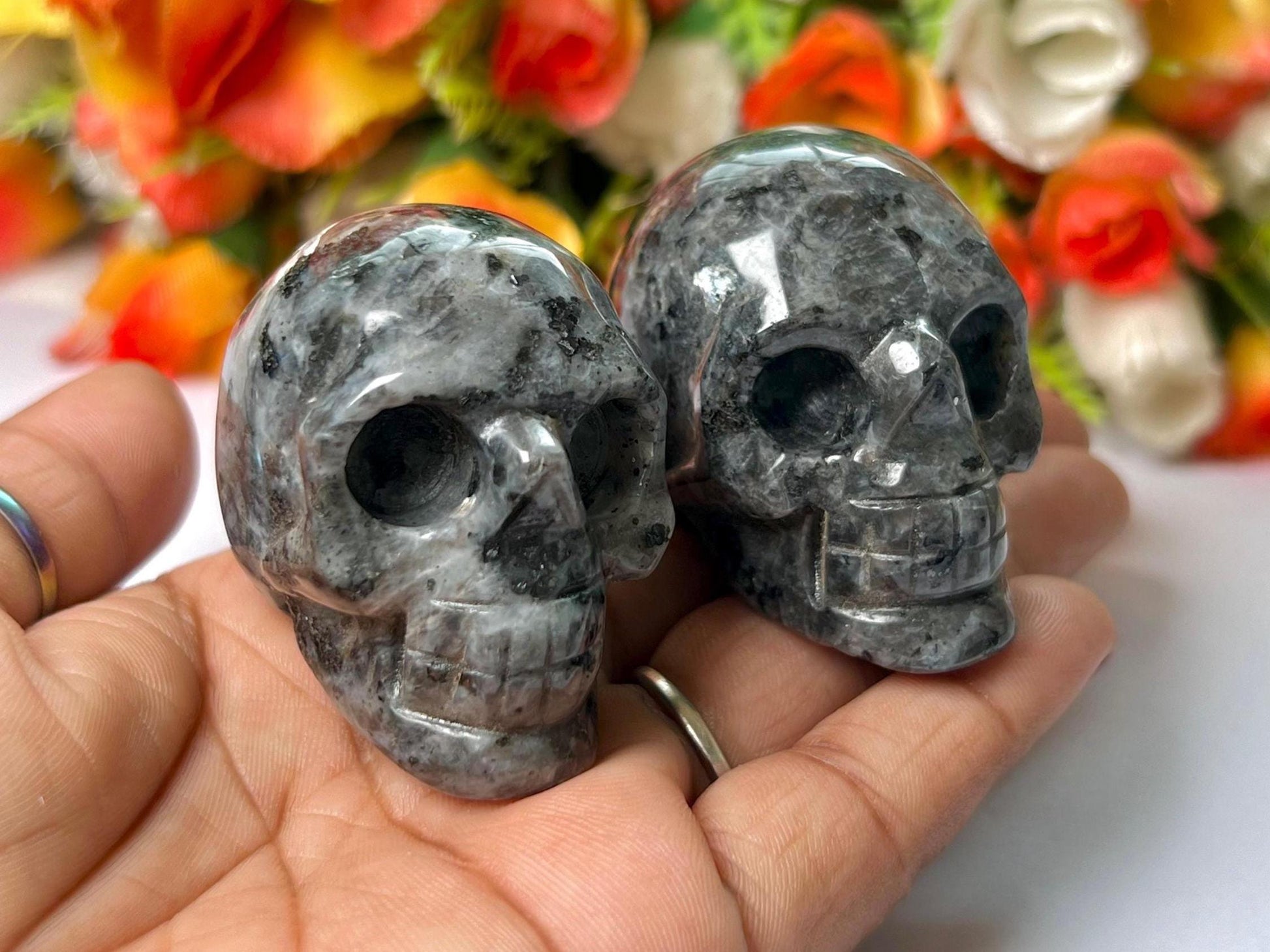 Larvikite Crystal Stone Skull 2 Inch Feng Shui Vastu , Home & Office Décor, Housewarming Gift