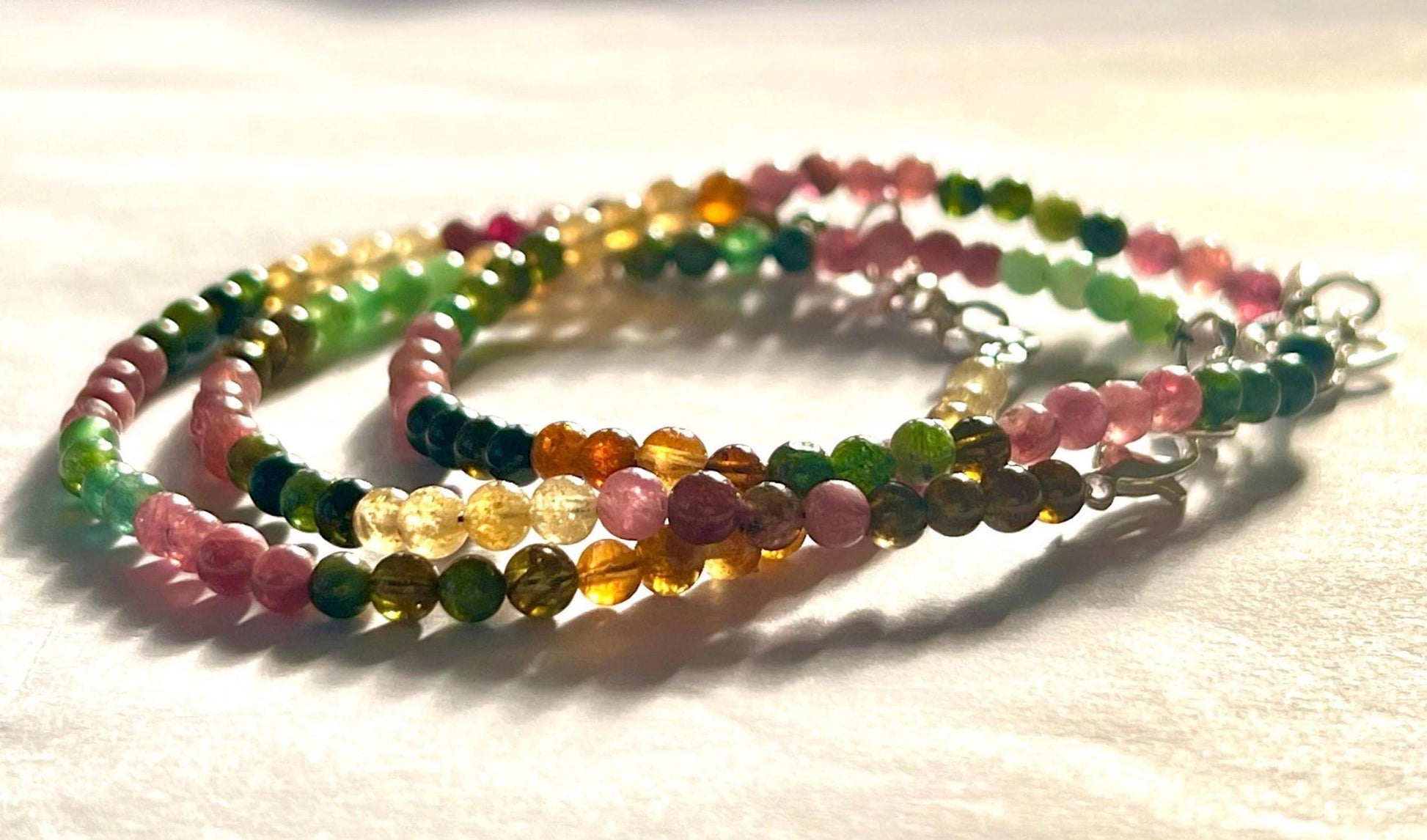 4 MM Watermelon Tourmaline Stone Bracelet l Stretchable Bracelet l Unisex Bracelet