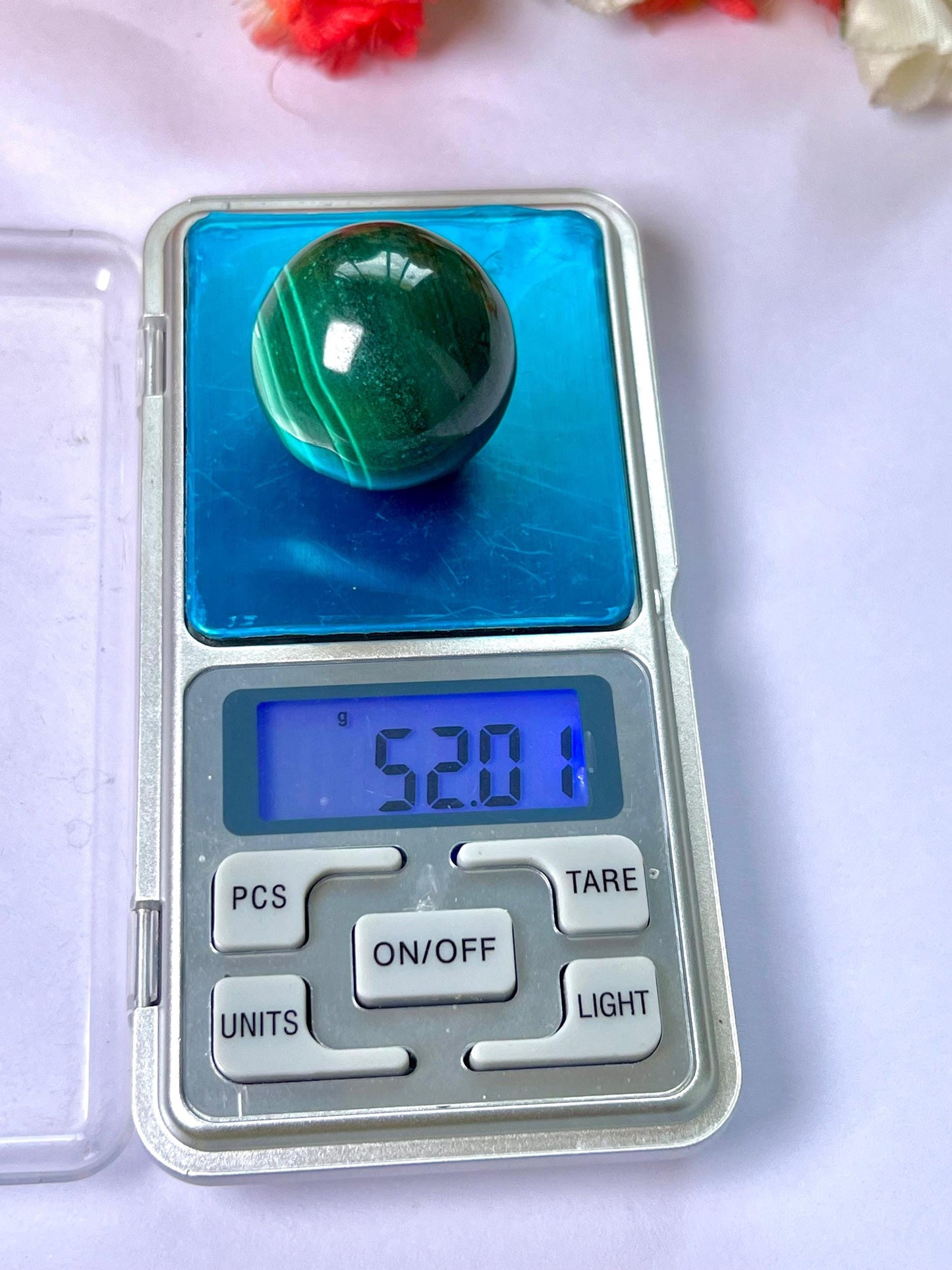 Malachite Stone Sphere 52 Gram Crystal Ball Orb Pocket Stone Meditation Space Crystal Grid With wooden Stand