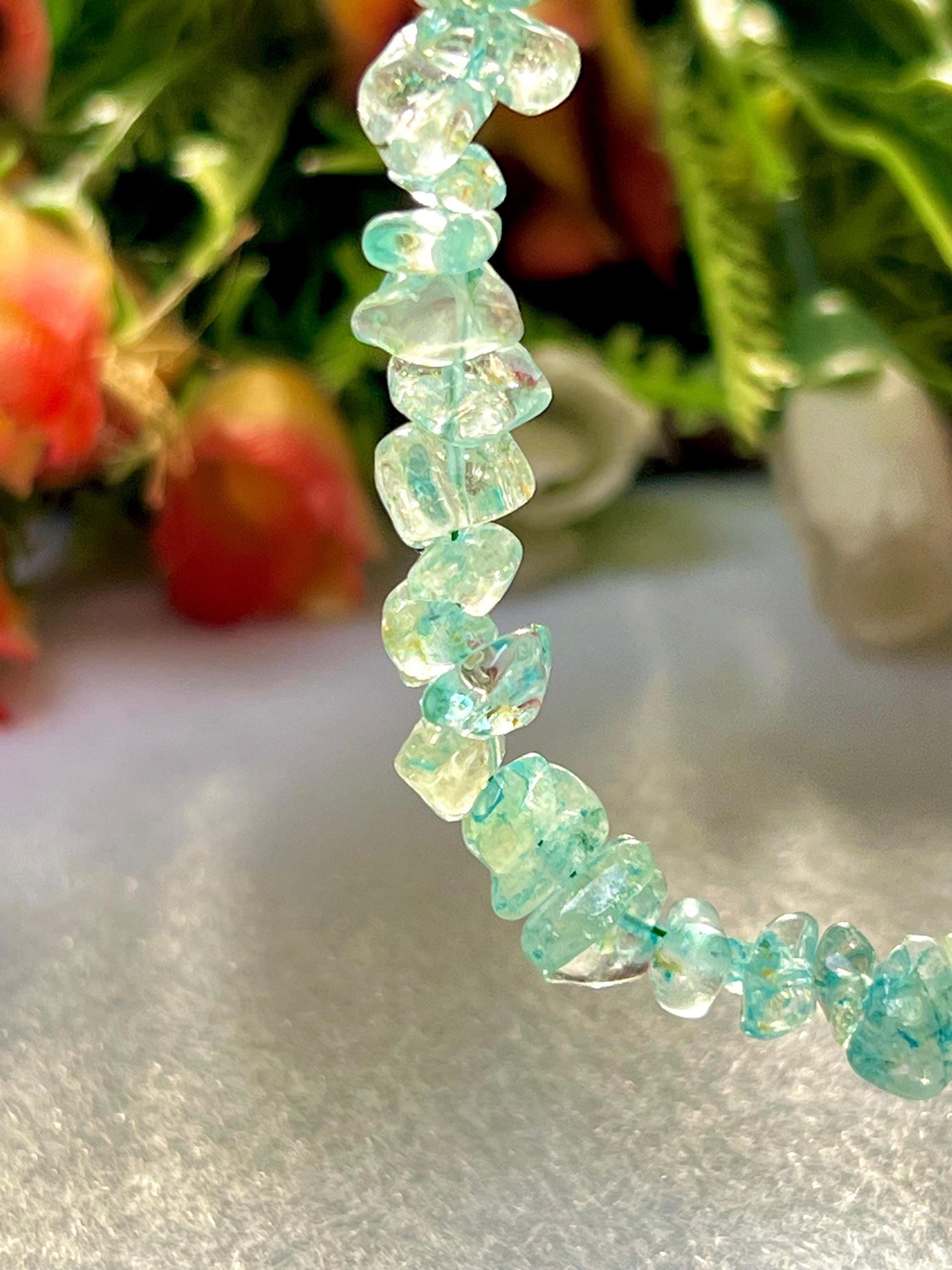 Blue Neon Apatite Stone Bracelet l Adjustable Bracelet l Unisex Bracelet