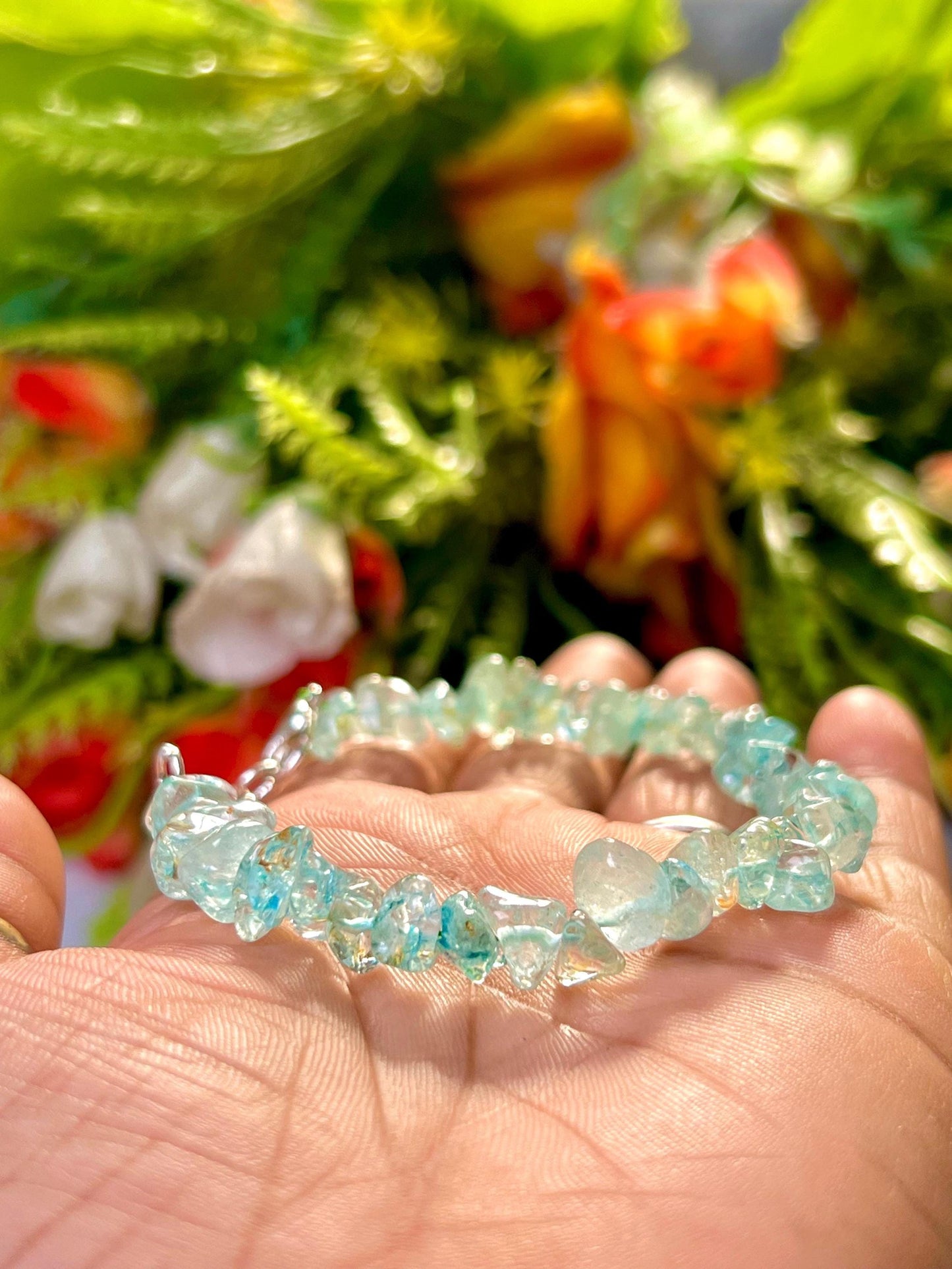 Blue Neon Apatite Stone Bracelet l Adjustable Bracelet l Unisex Bracelet