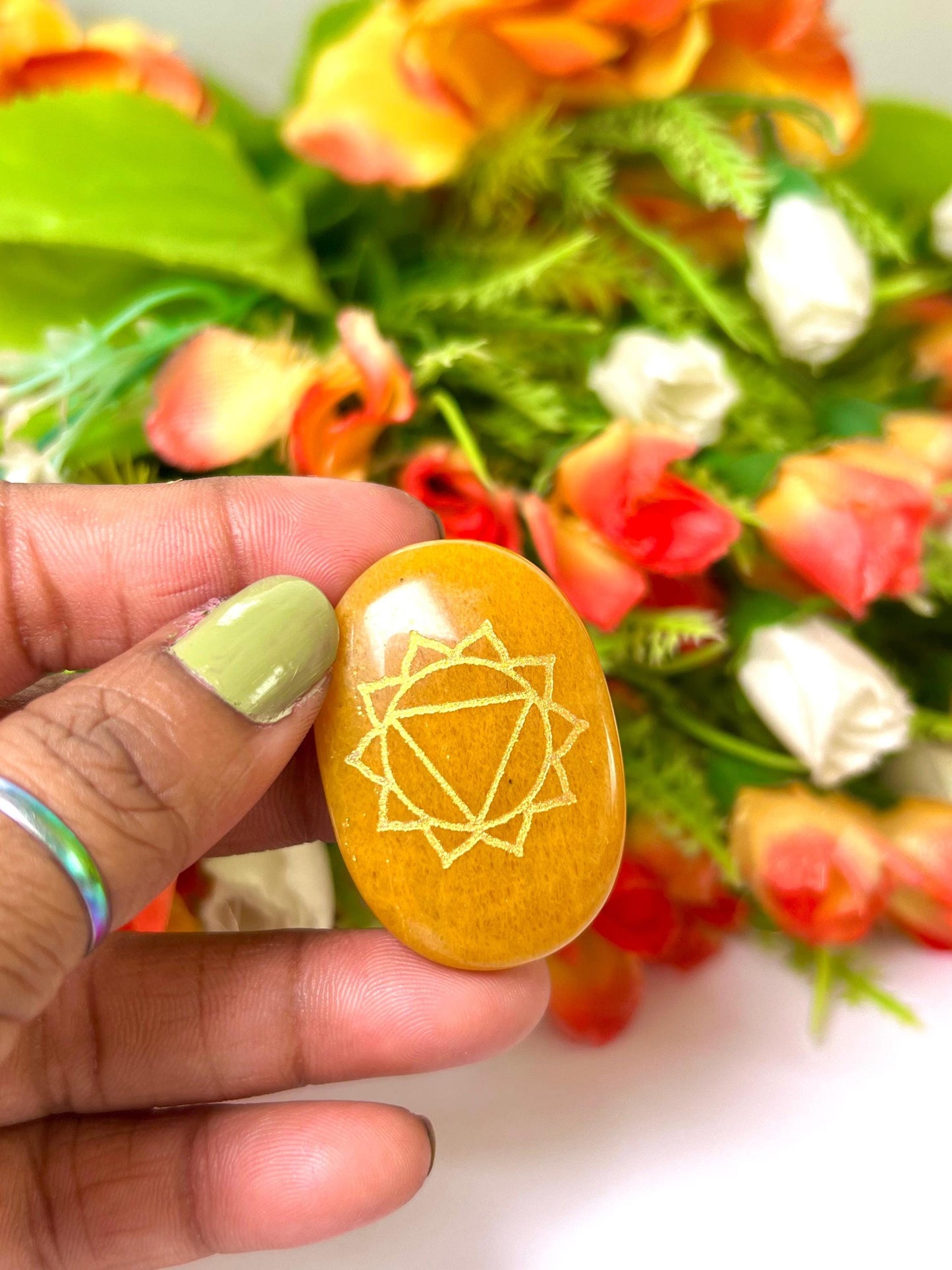 7 Seven Chakra Stones Oval Set With Switch Words, Engraved Healing Crystals Chakra Kit With Gift Pouch