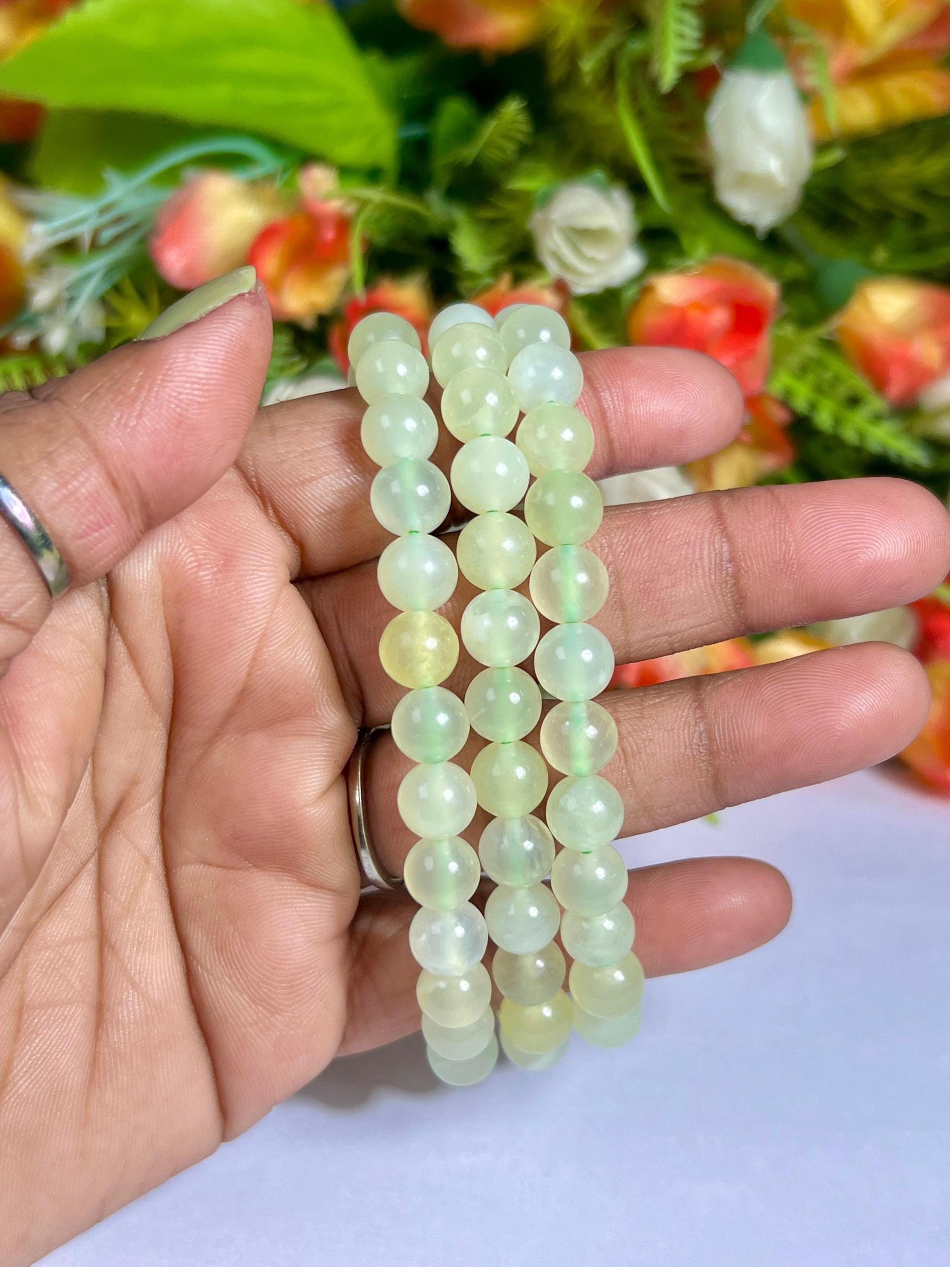 Burma Jade Stone Bracelet l Stretchable Bracelet l Unisex Bracelet l 8 MM Bracelet