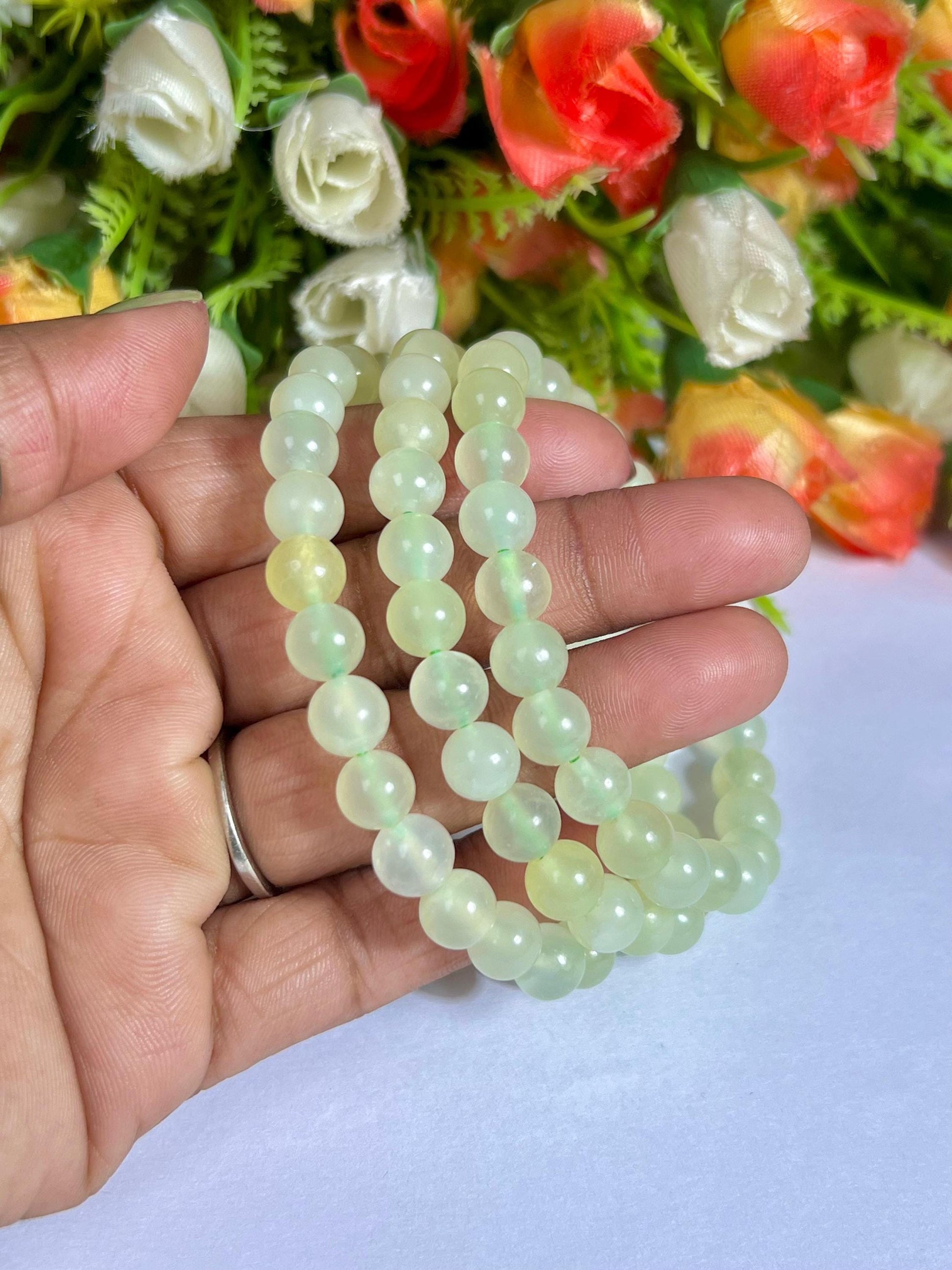 Burma Jade Stone Bracelet l Stretchable Bracelet l Unisex Bracelet l 8 MM Bracelet
