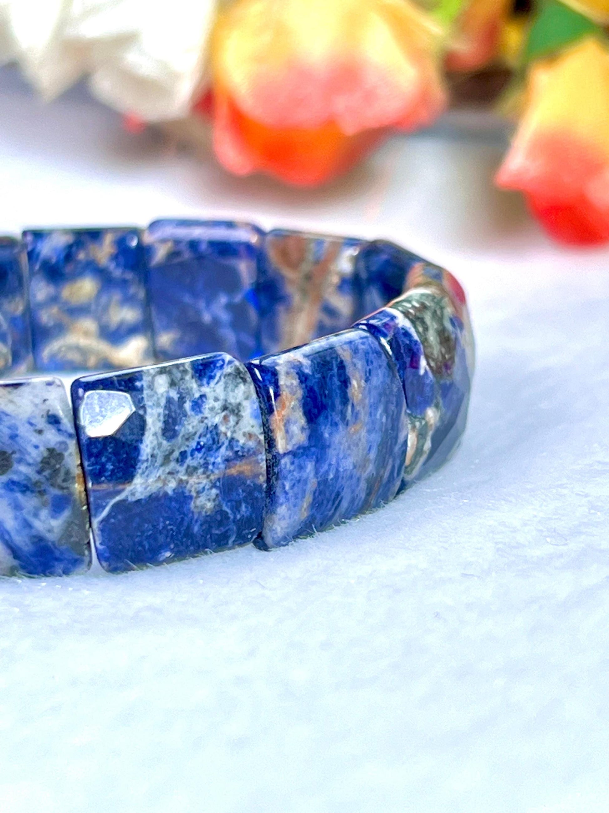 15 MM Sodalite Stone Bracelet l Stretchable Bracelet High Grade