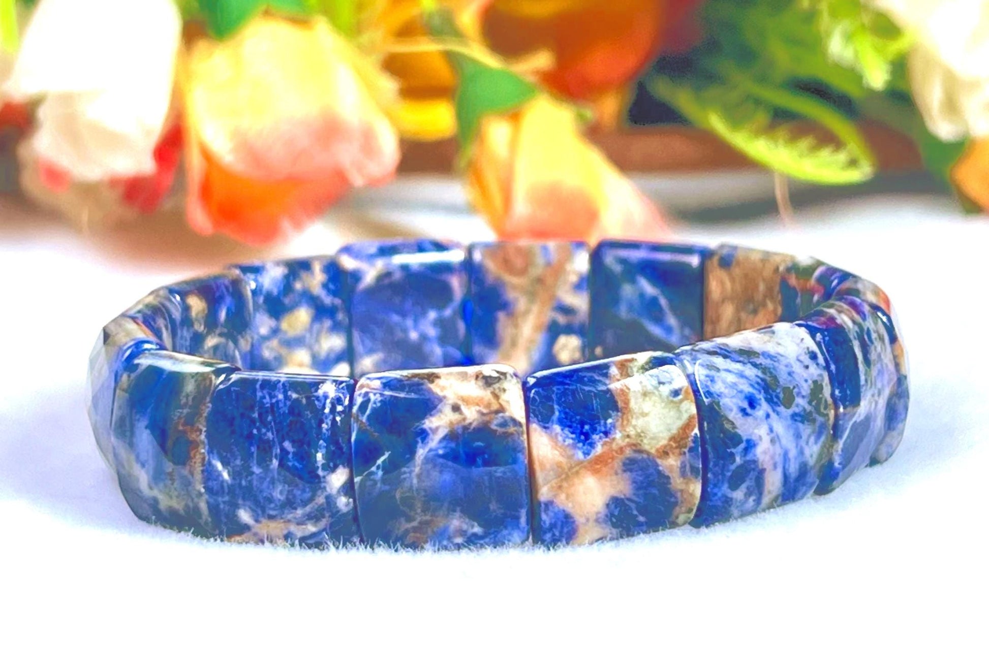15 MM Sodalite Stone Bracelet l Stretchable Bracelet High Grade