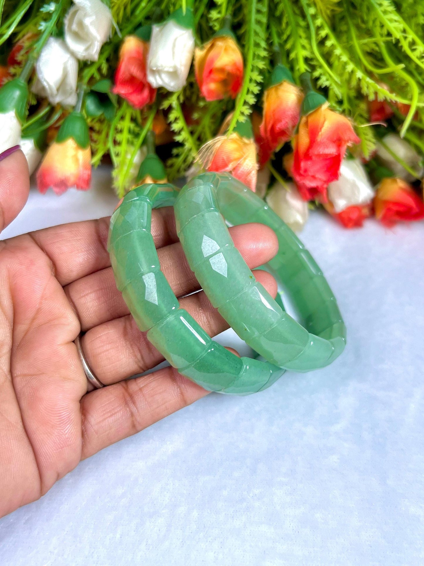 15 MM Green Aventurine Stone Bracelet l Stretchable Bracelet
