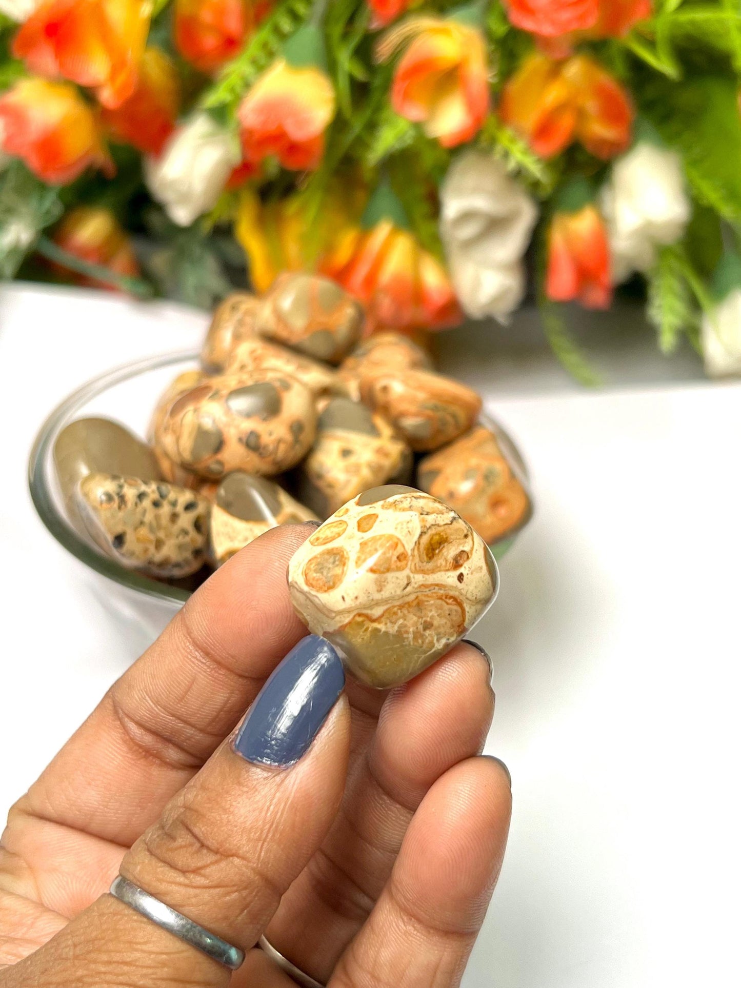 Leopardskin Jasper Stone Tumbled Stone - Spiritual Stone -Healing Crystals in pack sizes of 1,3,5, and 10 Pieces Quality AAAAA +++++