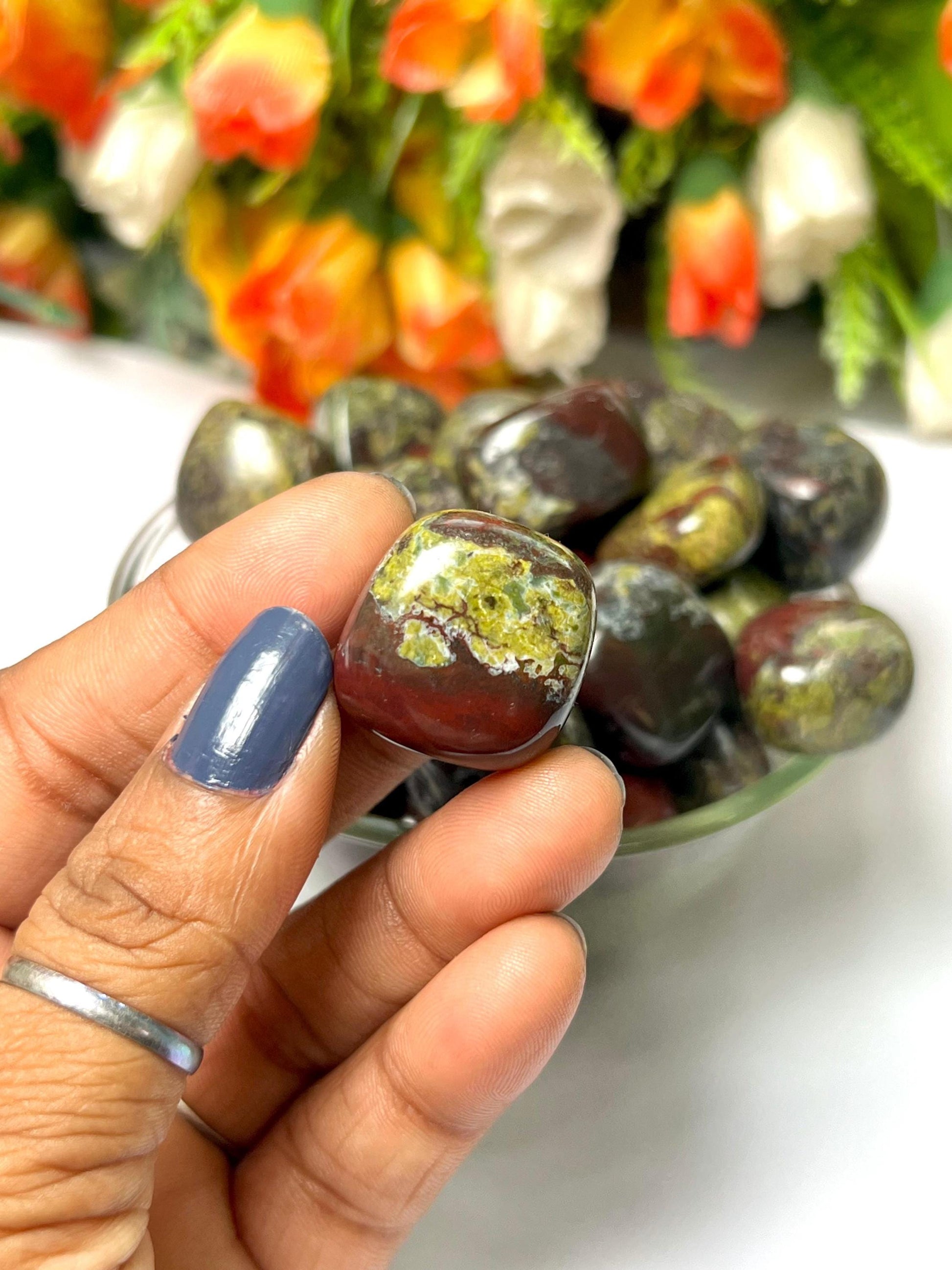 Dragon Blood Stone Tumbled Stone - Spiritual Stone -Healing Crystals in pack sizes of 1,3,5, and 10 Pieces Quality AAAAA +++++