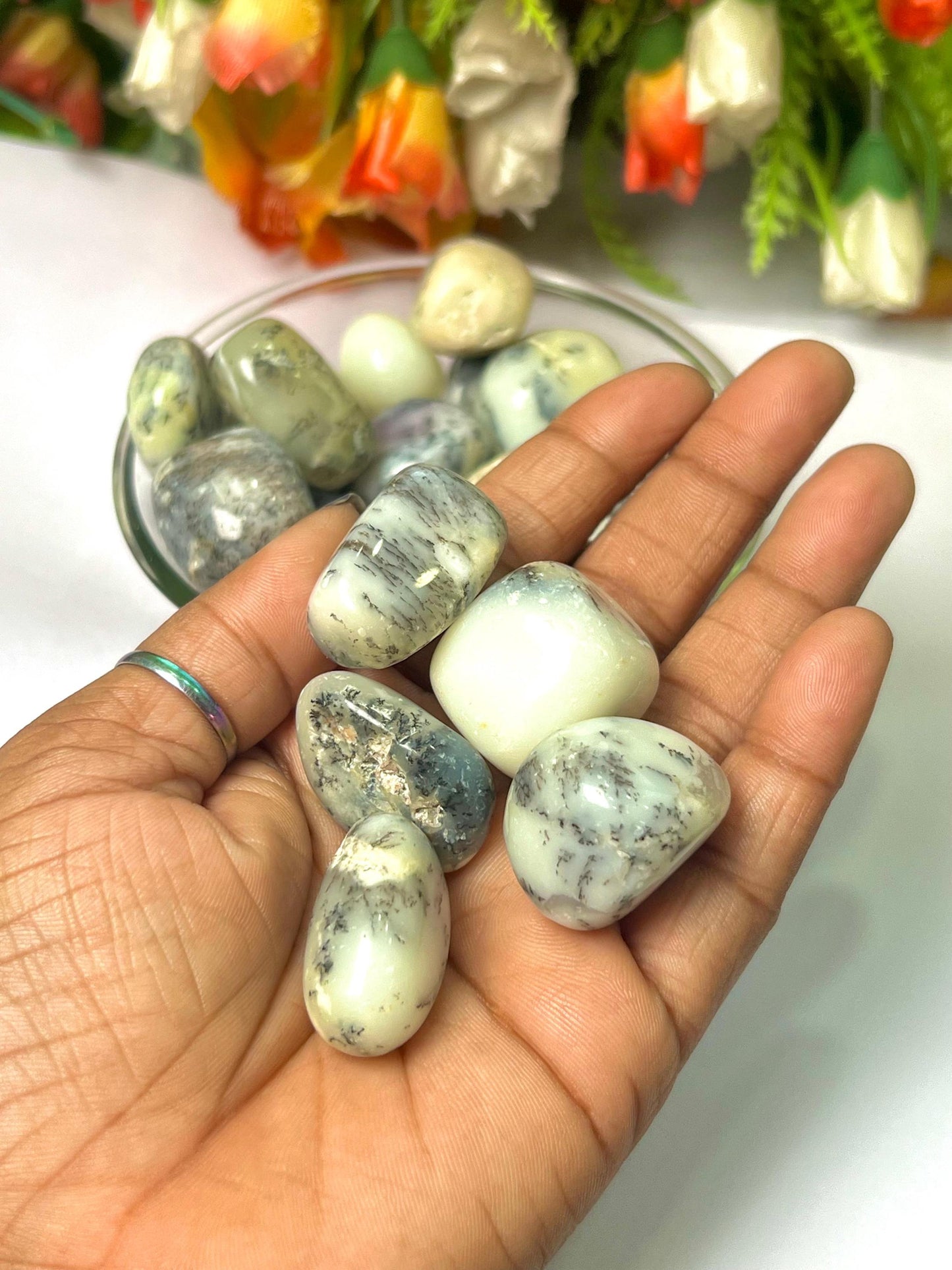 Dendritic Agate Stone Tumbled Stone - Spiritual Stone -Healing Crystals in pack sizes of 1,3,5, and 10 Pieces Quality AAAAA +++++