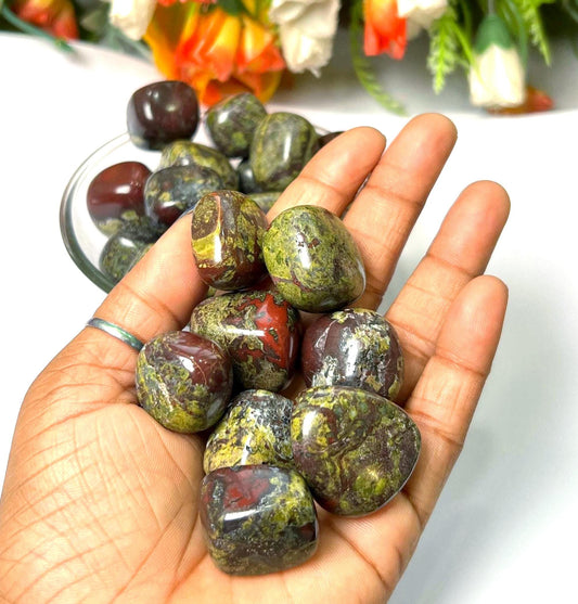 Dragon Blood Stone Tumbled Stone - Spiritual Stone -Healing Crystals in pack sizes of 1,3,5, and 10 Pieces Quality AAAAA +++++