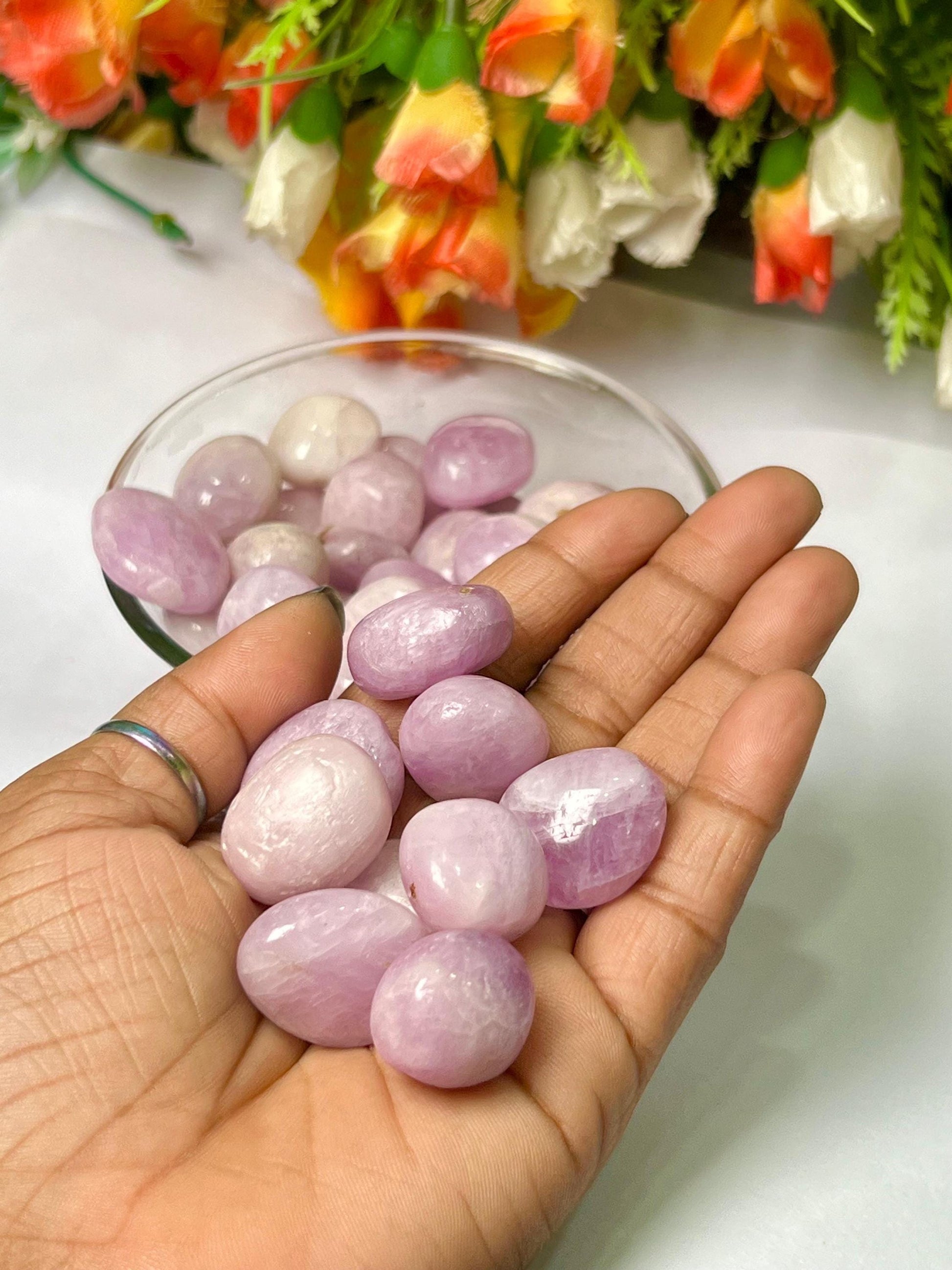 Kunzite Stone Tumbled Stone - Spiritual Stone -Healing Crystals in pack sizes of 1,3,5, and 10 Pieces Quality AAAAA +++++