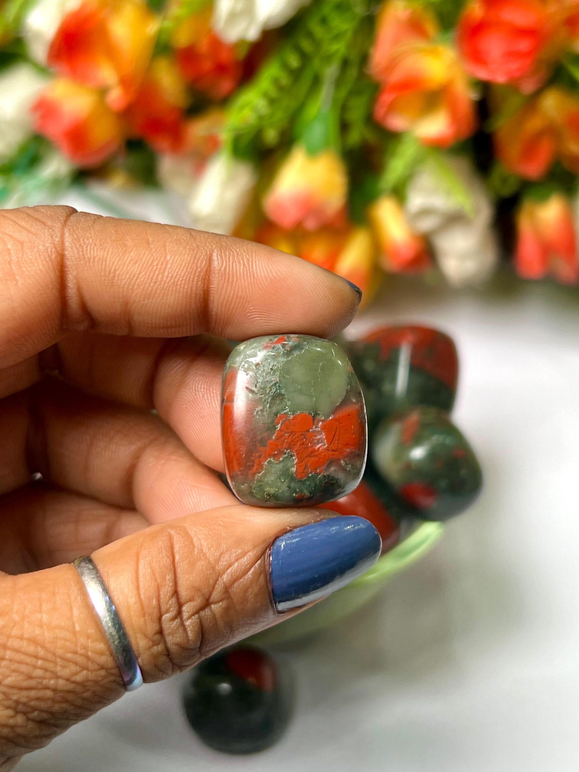 African Blood Stone Tumbled Stone - Spiritual Stone -Healing Crystals in pack sizes of 1,3,5, and 10 Pieces Quality AAAAA +++++