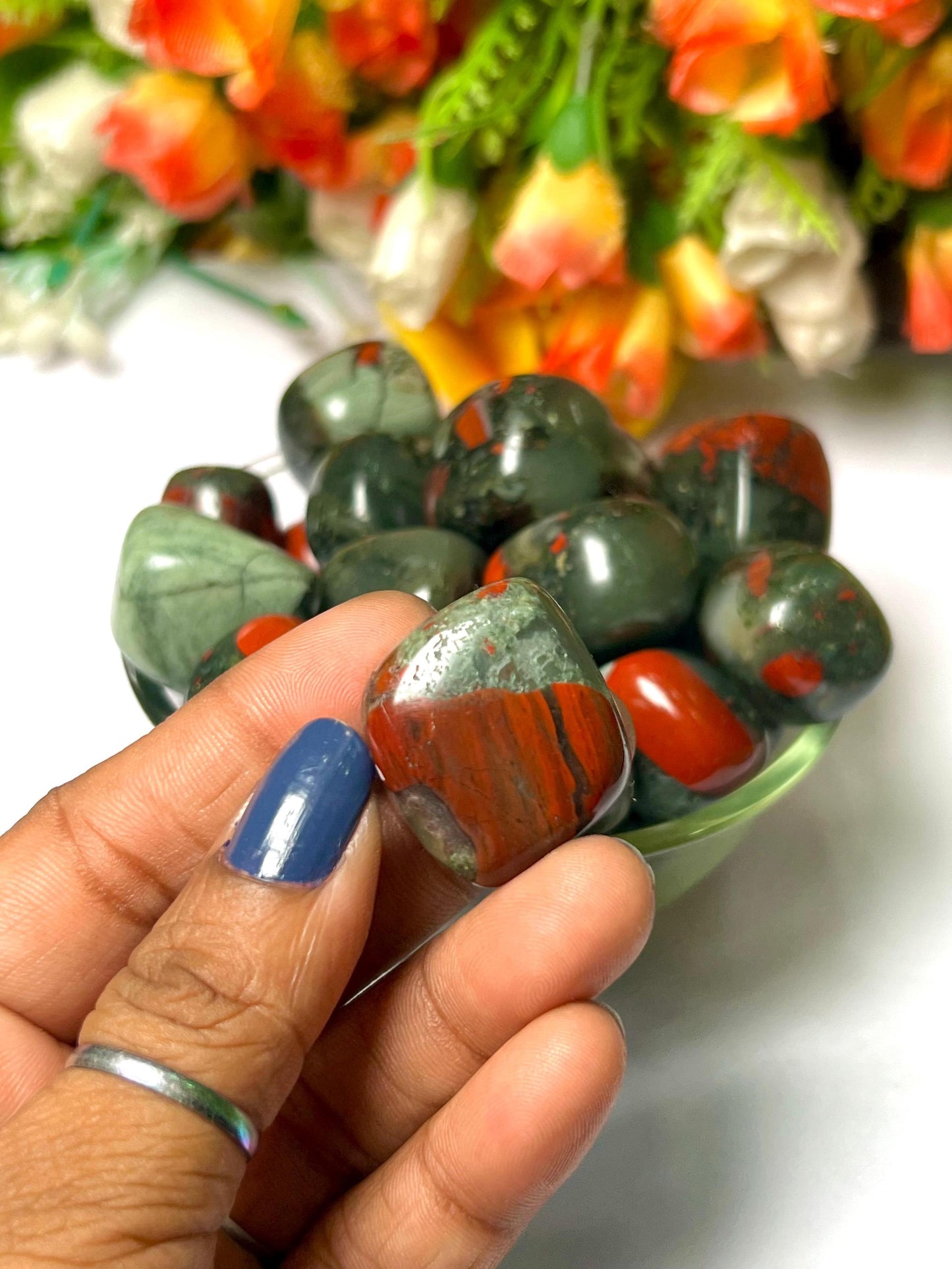 African Blood Stone Tumbled Stone - Spiritual Stone -Healing Crystals in pack sizes of 1,3,5, and 10 Pieces Quality AAAAA +++++