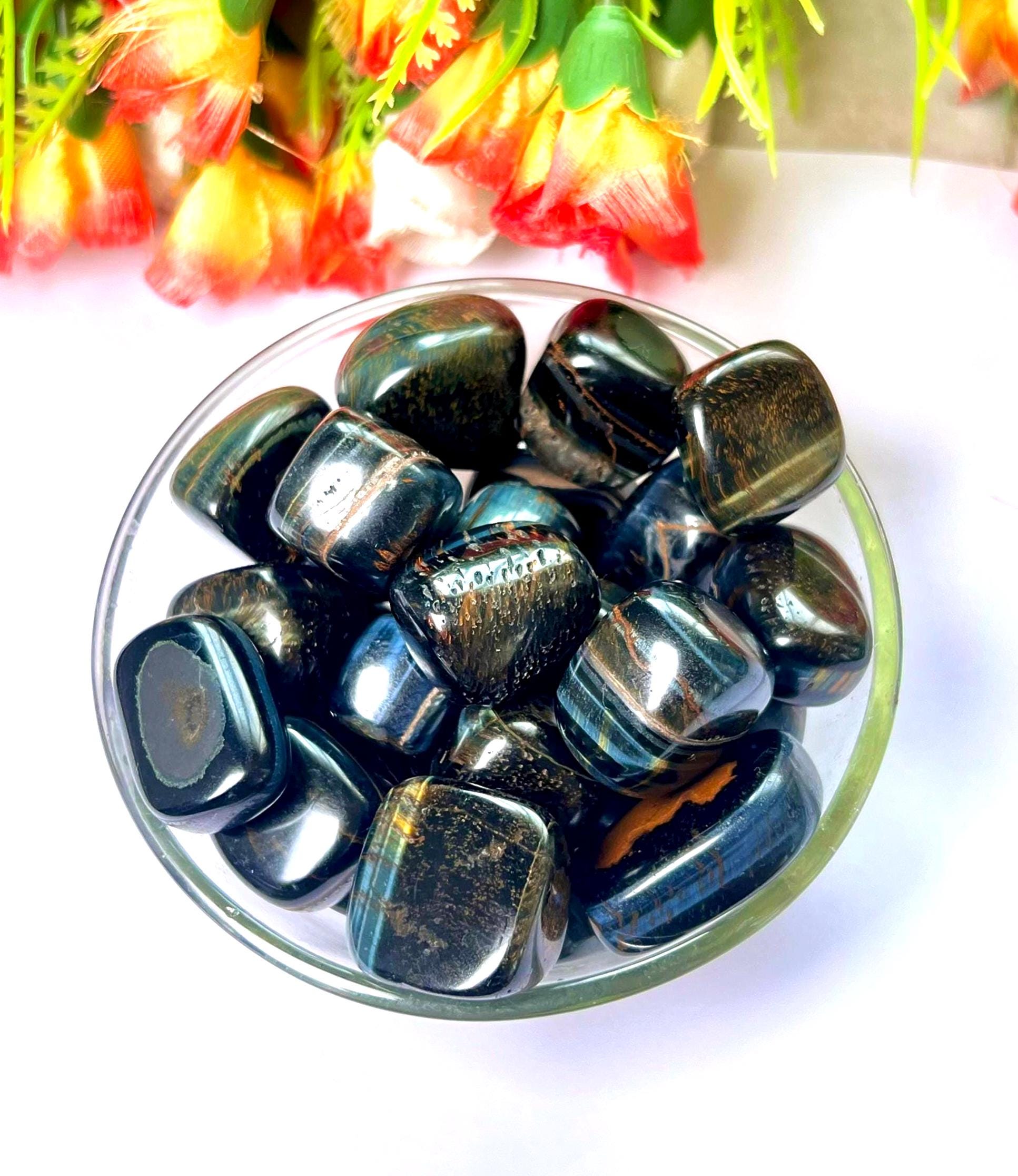 Blue Tiger Eye Stone Tumbled Stone - Spiritual Stone -Healing Crystals in pack sizes of 1,3,5, and 10 Pieces Quality AAAAA +++++