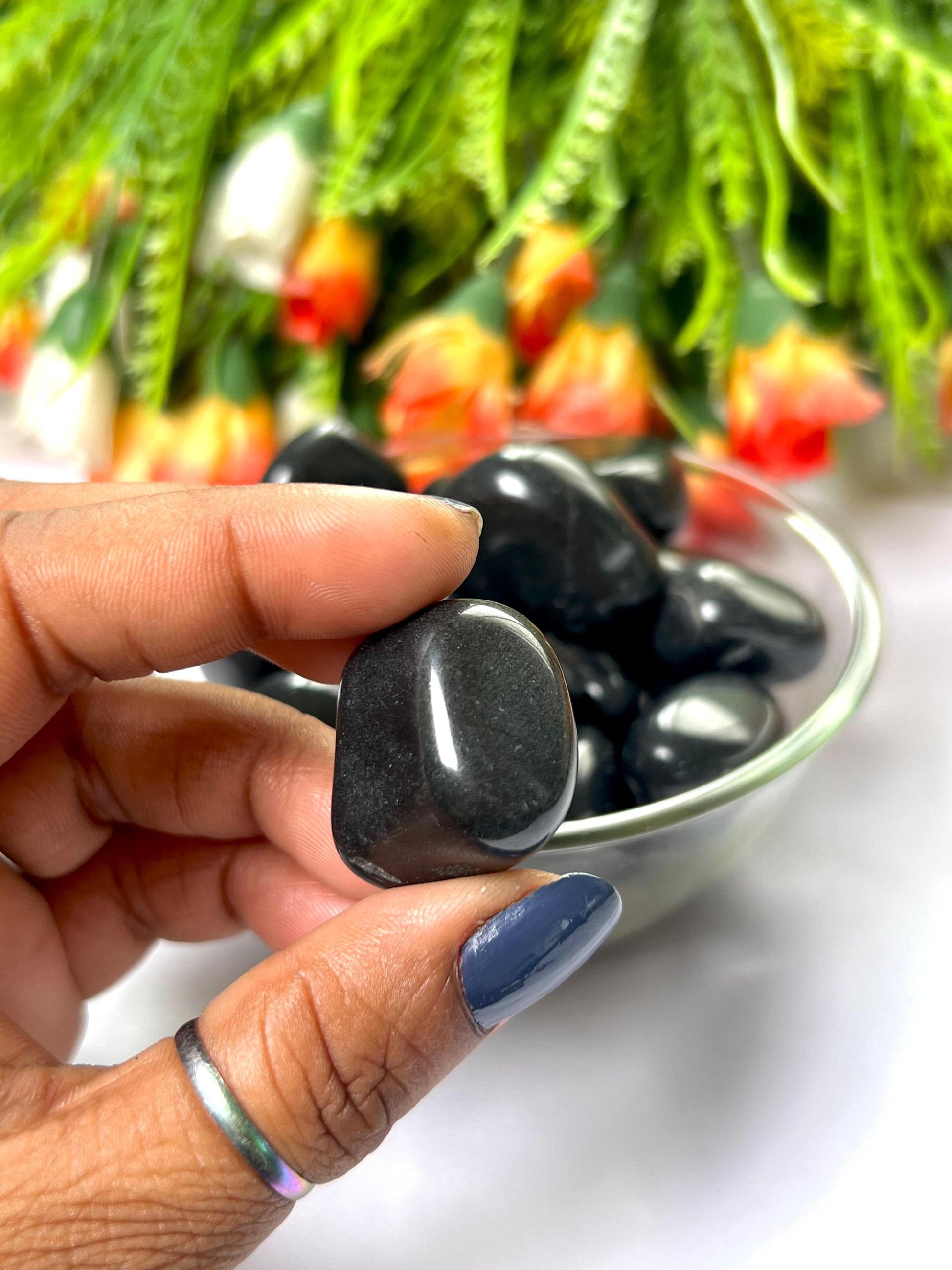 Black Azeztulite Stone Tumbled Stone - Spiritual Stone -Healing Crystals in pack sizes of 1,3,5, and 10 Pieces Quality AAAAA +++++