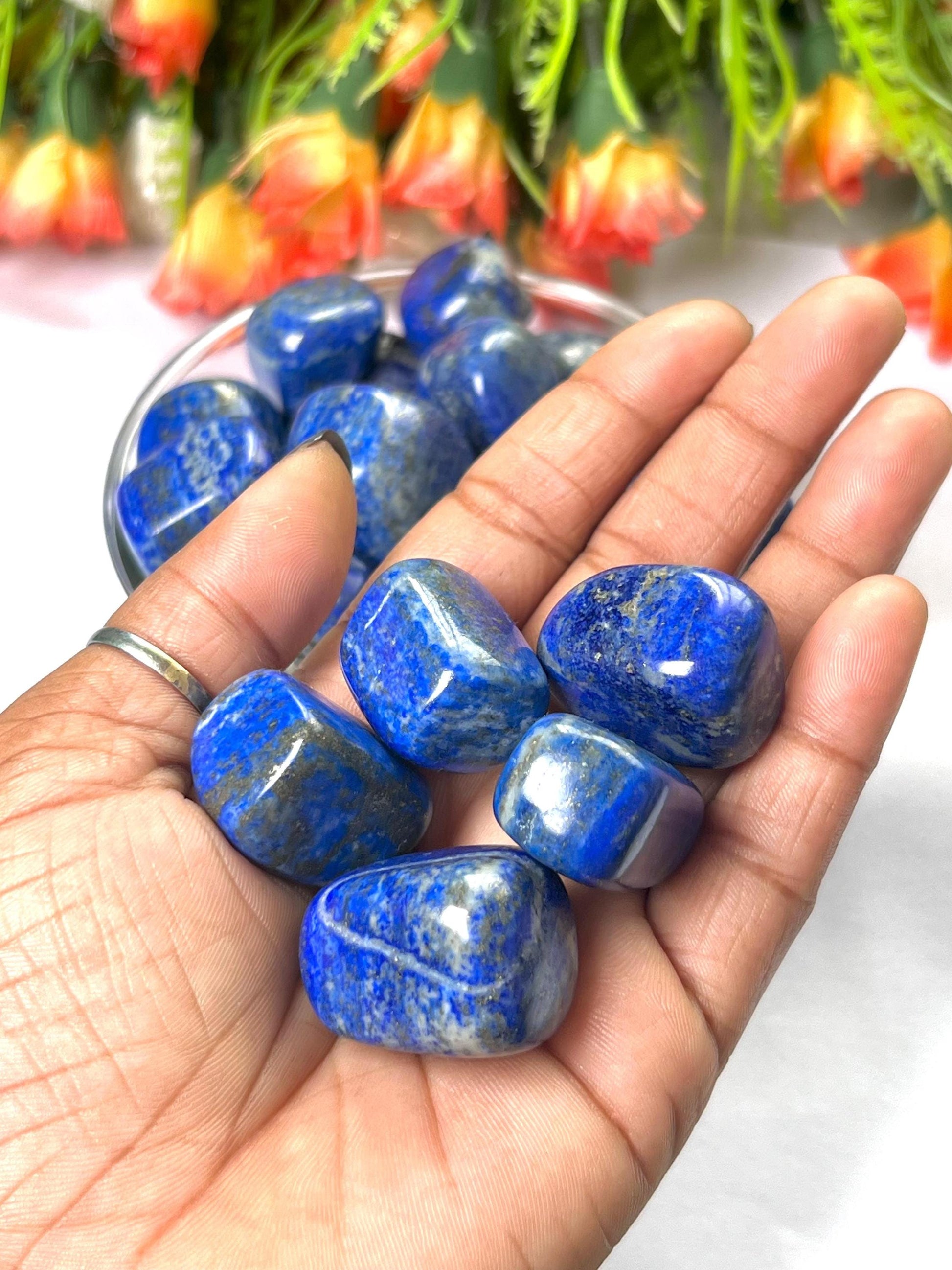Lapis lazuli Stone Tumbled Stone-Spiritual Stone- Healing Crystals in pack sizes of 1,3,5, and 10 Pieces Quality AAAAA +++++