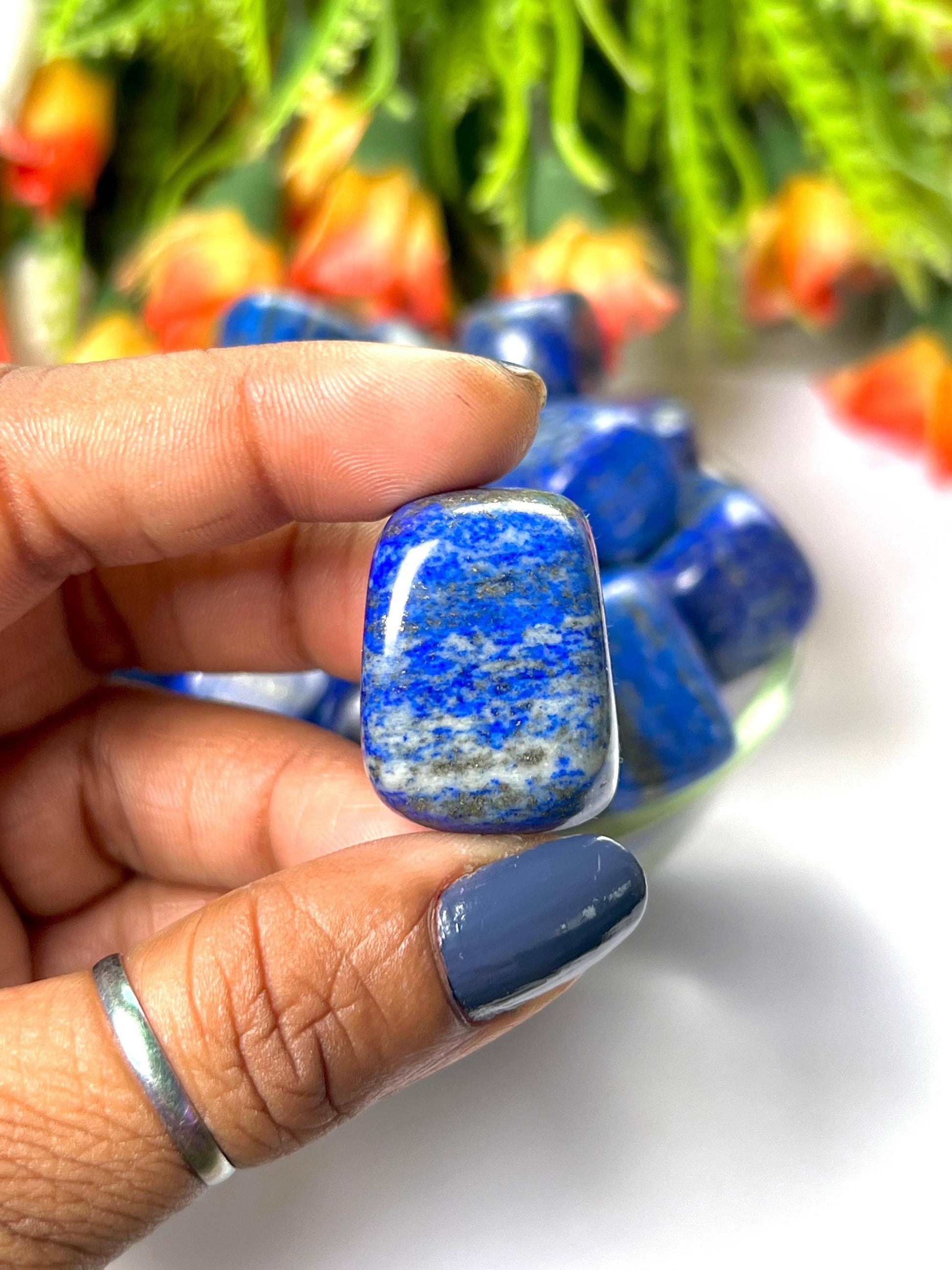 Lapis lazuli Stone Tumbled Stone-Spiritual Stone- Healing Crystals in pack sizes of 1,3,5, and 10 Pieces Quality AAAAA +++++