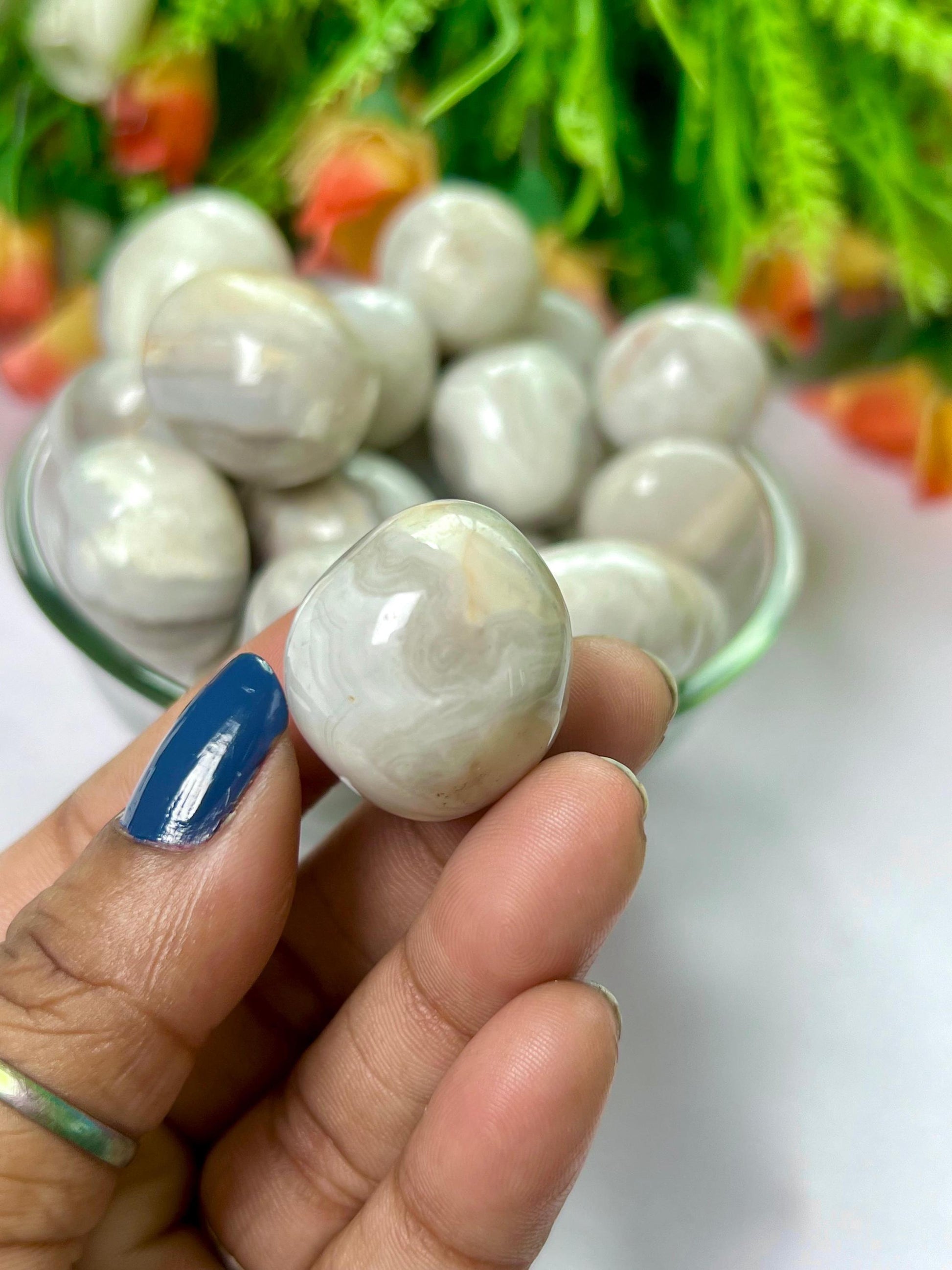 Gray Lace Agate Stone Tumbled Stone - Spiritual Stone -Healing Crystals in pack sizes of 1,3,5, and 10 Pieces Quality AAAAA +++++
