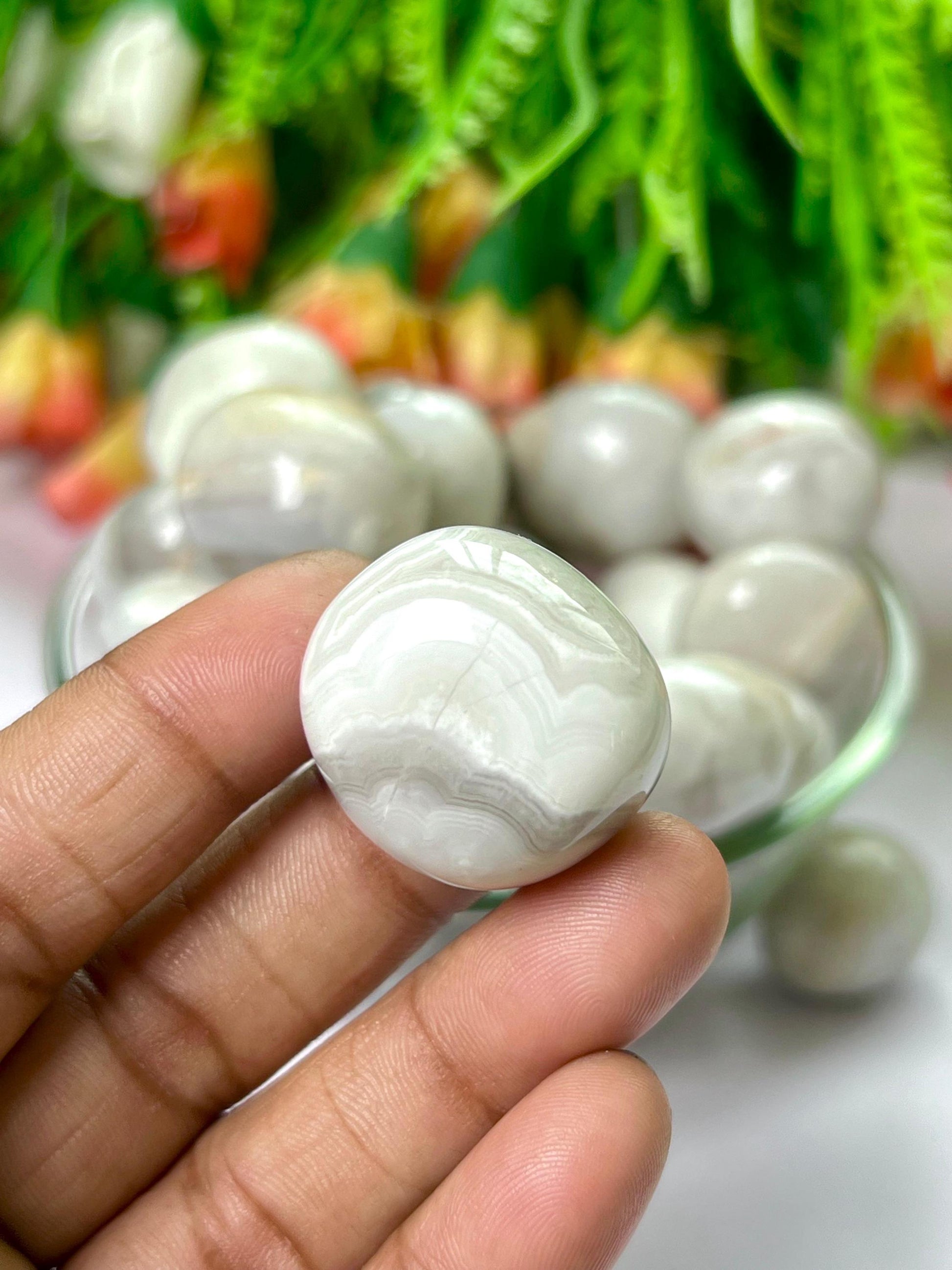 Gray Lace Agate Stone Tumbled Stone - Spiritual Stone -Healing Crystals in pack sizes of 1,3,5, and 10 Pieces Quality AAAAA +++++