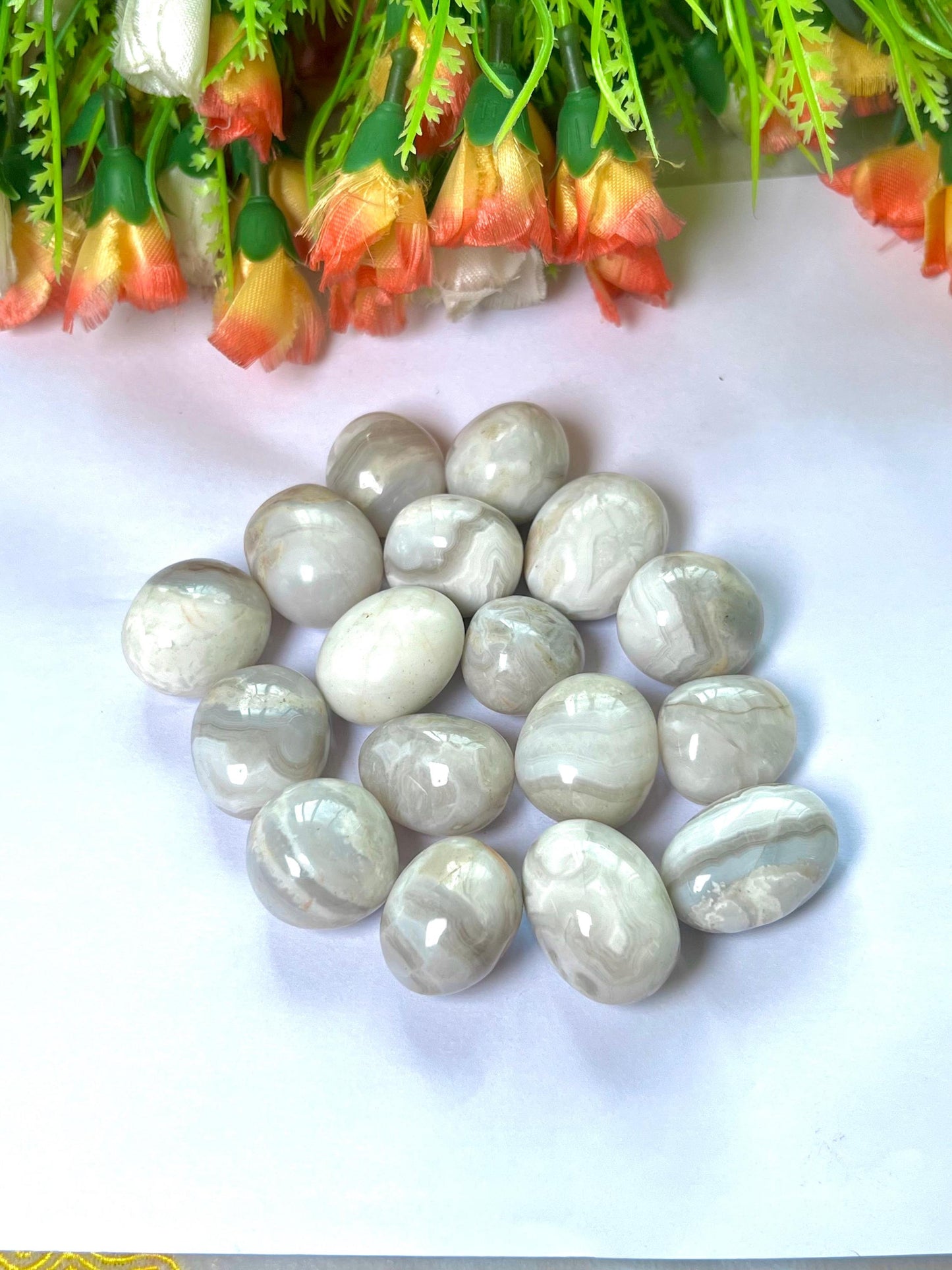 Gray Lace Agate Stone Tumbled Stone - Spiritual Stone -Healing Crystals in pack sizes of 1,3,5, and 10 Pieces Quality AAAAA +++++
