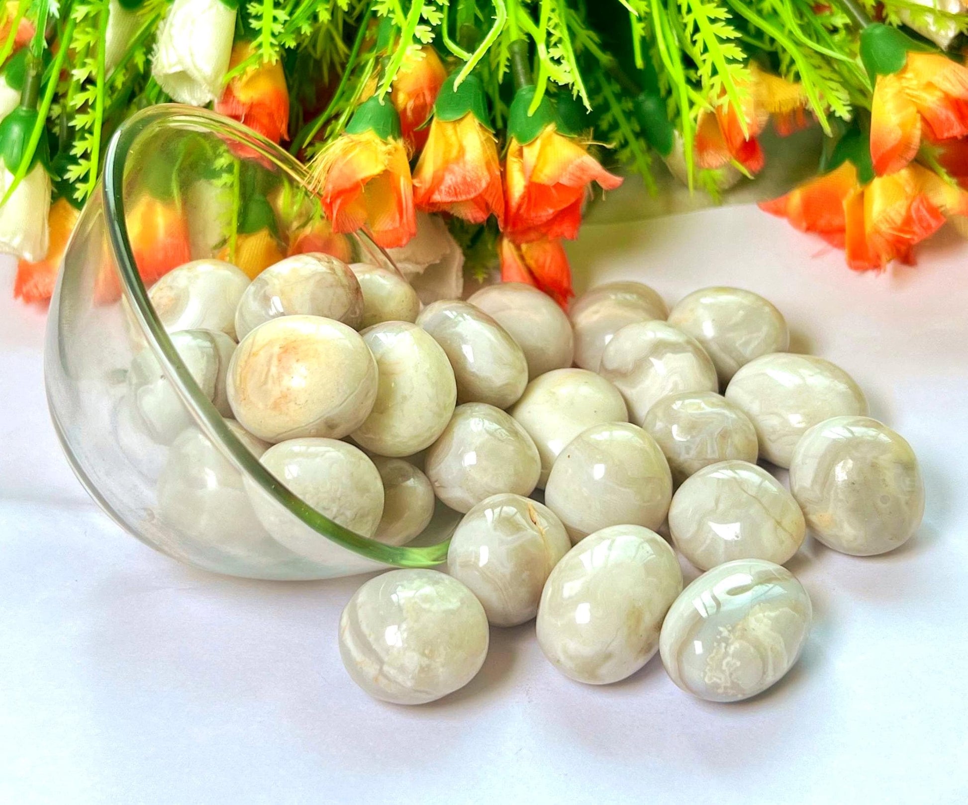 Gray Lace Agate Stone Tumbled Stone - Spiritual Stone -Healing Crystals in pack sizes of 1,3,5, and 10 Pieces Quality AAAAA +++++