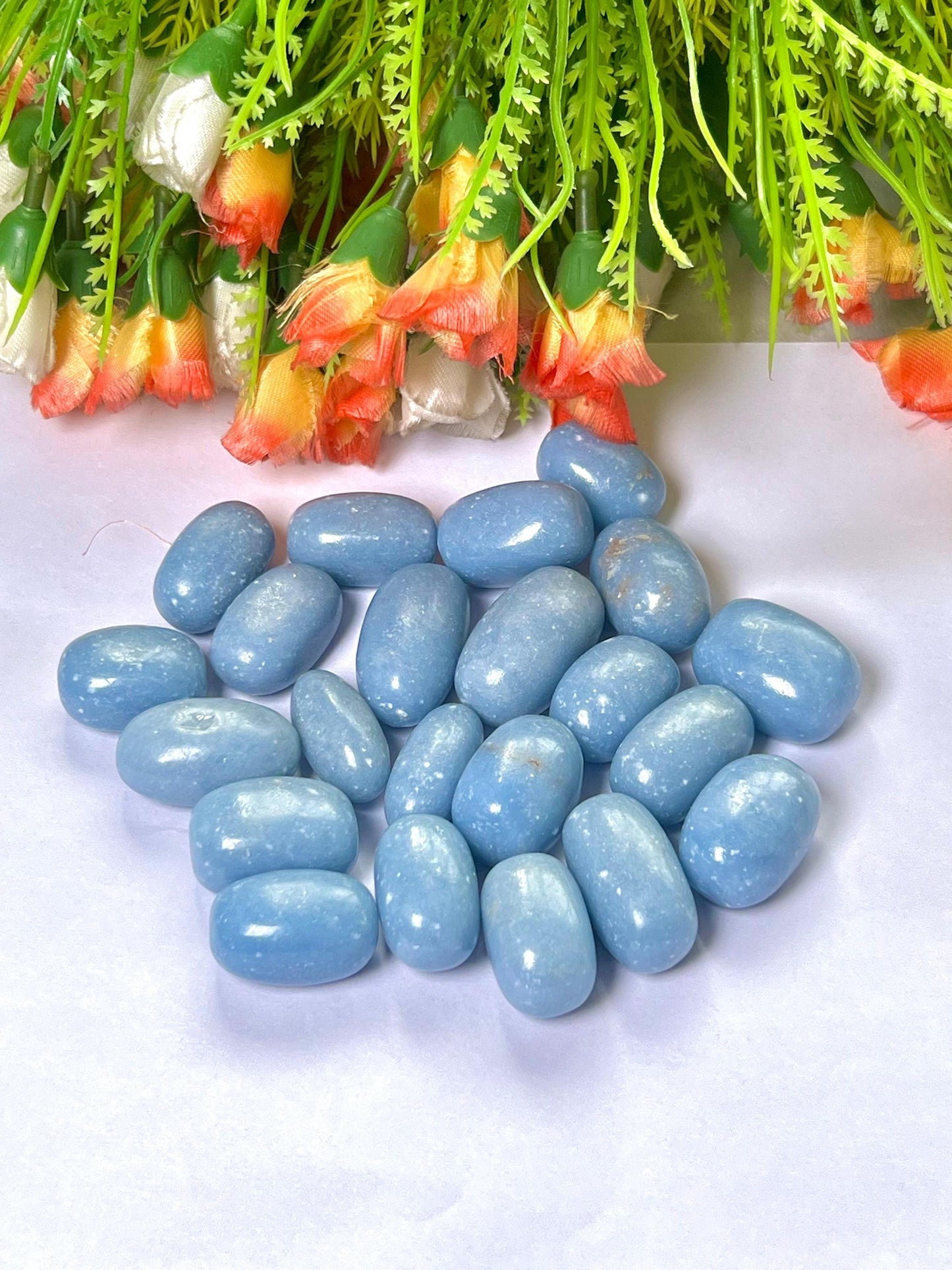 Angelite Stone Anhydrite Stone Tumbled Stone - Spiritual Stone -Healing Crystals in pack sizes of 1,3,5, and 10 Pieces Quality AAAAA +++++