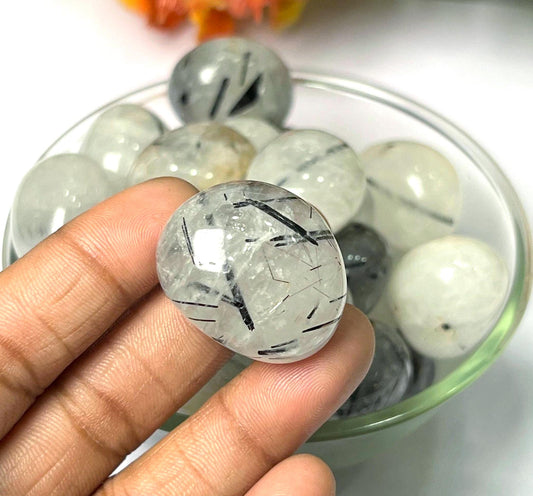 Tourmalated Quartz Stone Tumbled Stone - Spiritual Stone -Healing Crystals in pack sizes of 1,3,5, and 10 Pieces Quality AAAAA +++++