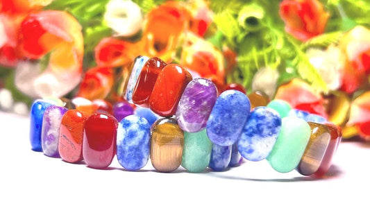15 MM 7 Seven Chakra Stone Bracelet l Stretchable Bracelet