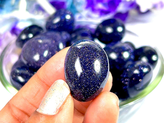 Blue Goldstone Sun Sitara Tumbled Stone - Spiritual Stone -Healing Crystals in pack sizes of 1,3,5, and 10 Pieces Quality AAAAA +++++