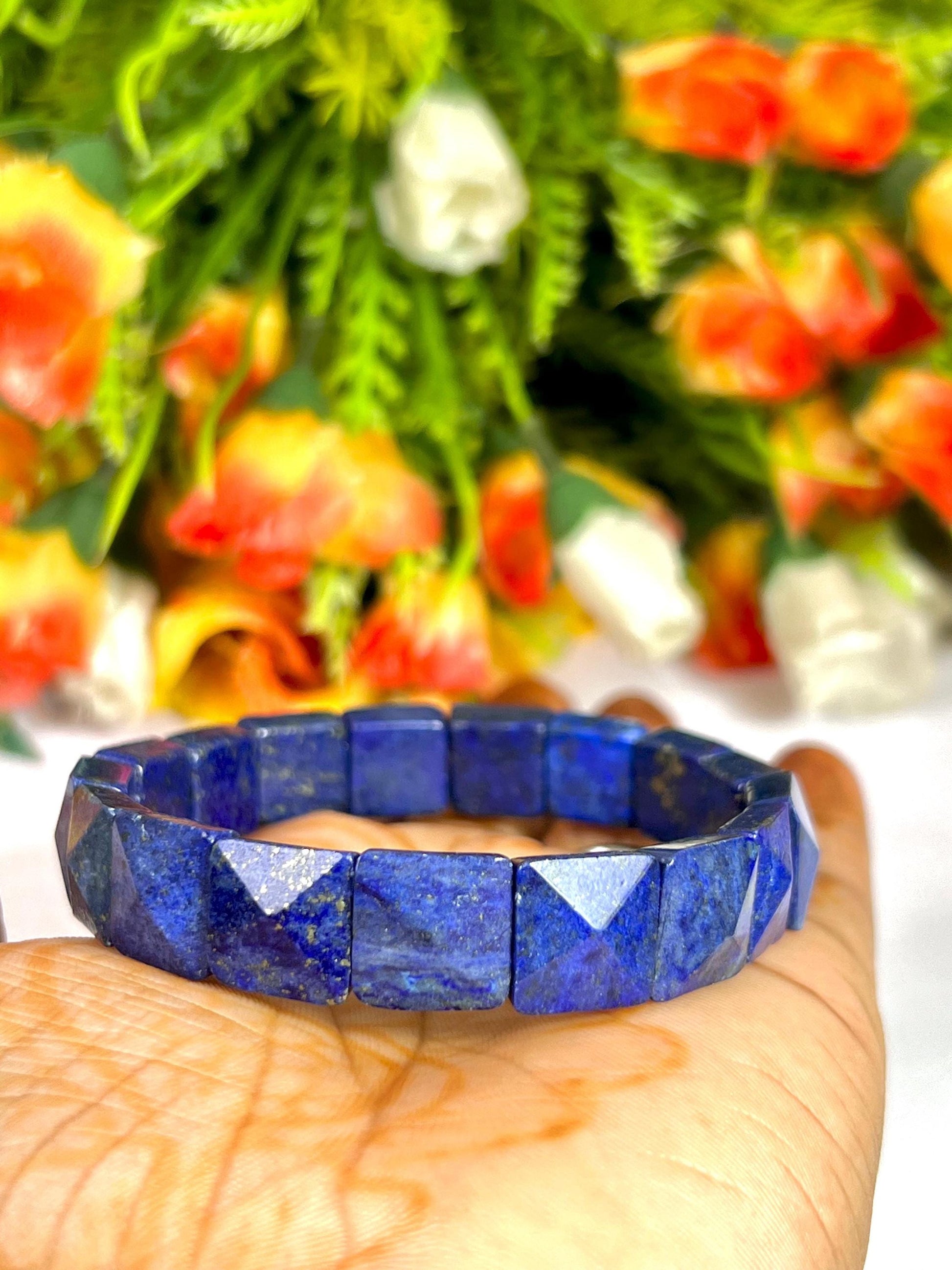 Lapis lazuli Stone Pyramid Shape 10 MM Bracelet
