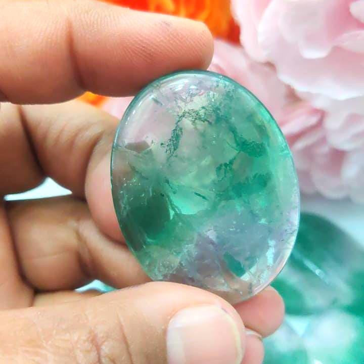 Green Fluorite Stone Worry Stone – Crystal Worry Stone – Pocket Stone – Healing Crystal - 4cmx3cm Thumb Stone One (1) Piece