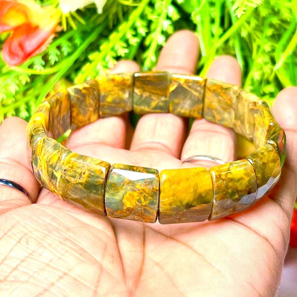 15 MM Nellite Pitersite Stone Bracelet l Stretchable Bracelet AAAAA +++++