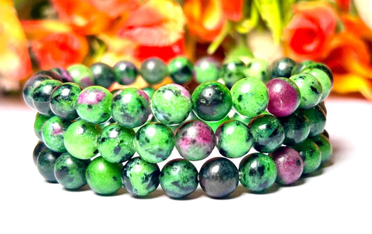 African Ruby Zoisite Stone Bracelet l Stretchable Bracelet l Unisex Bracelet l 8 MM Bracelet