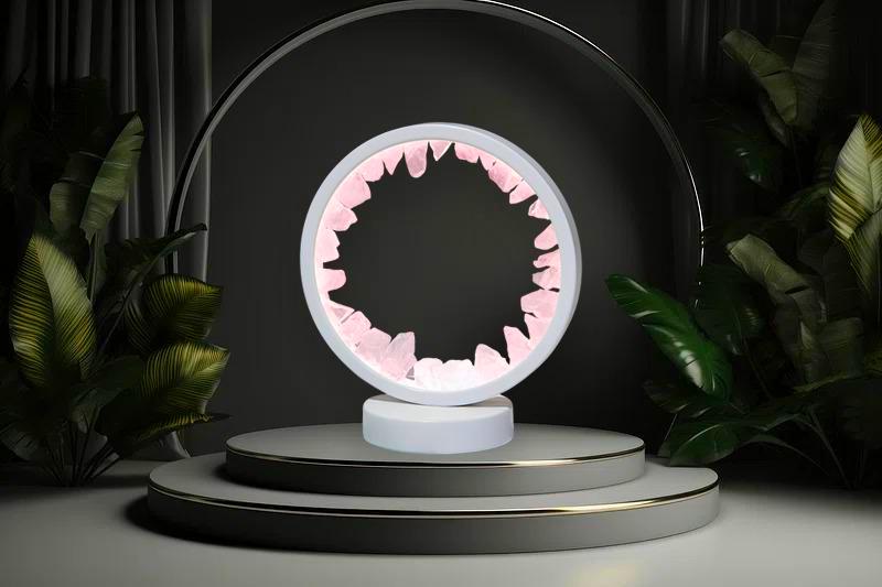 Rose Quartz Crystal USB Night Light – Soothing Lamp for Love, Ambiance, Meditation, Home & Office Décor, Housewarming Gift